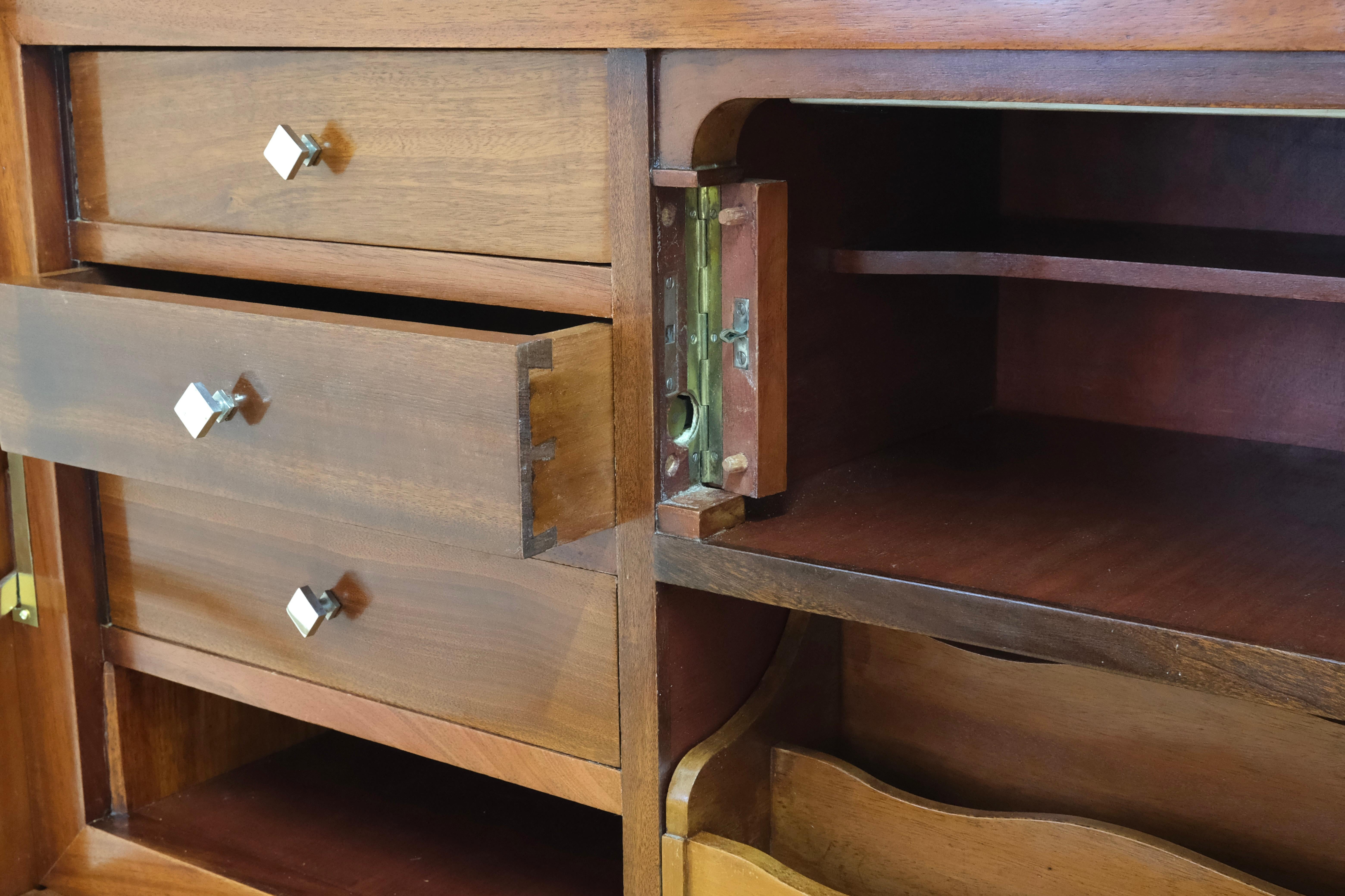 Polished 1930's Art Deco Secretaire Desk with hidden locking mechanism For Sale