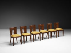 Juego de seis sillas de comedor de estilo Art Déco de los años 30, de roble macizo