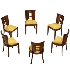 Juego de seis sillas de comedor de estilo Art Déco de los años 30, de roble macizo