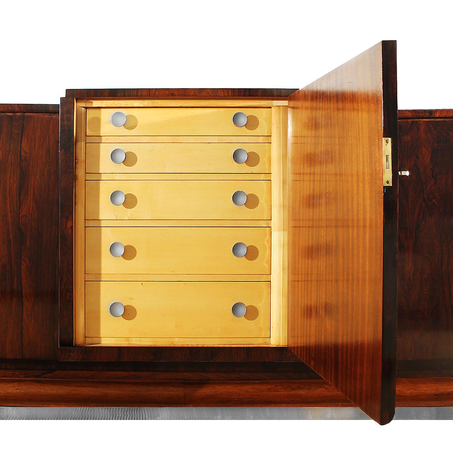 1930s Art Deco Sideboard in the Style of Jules Leleu, Mahogany, Sycamore -France In Good Condition For Sale In Girona, ES