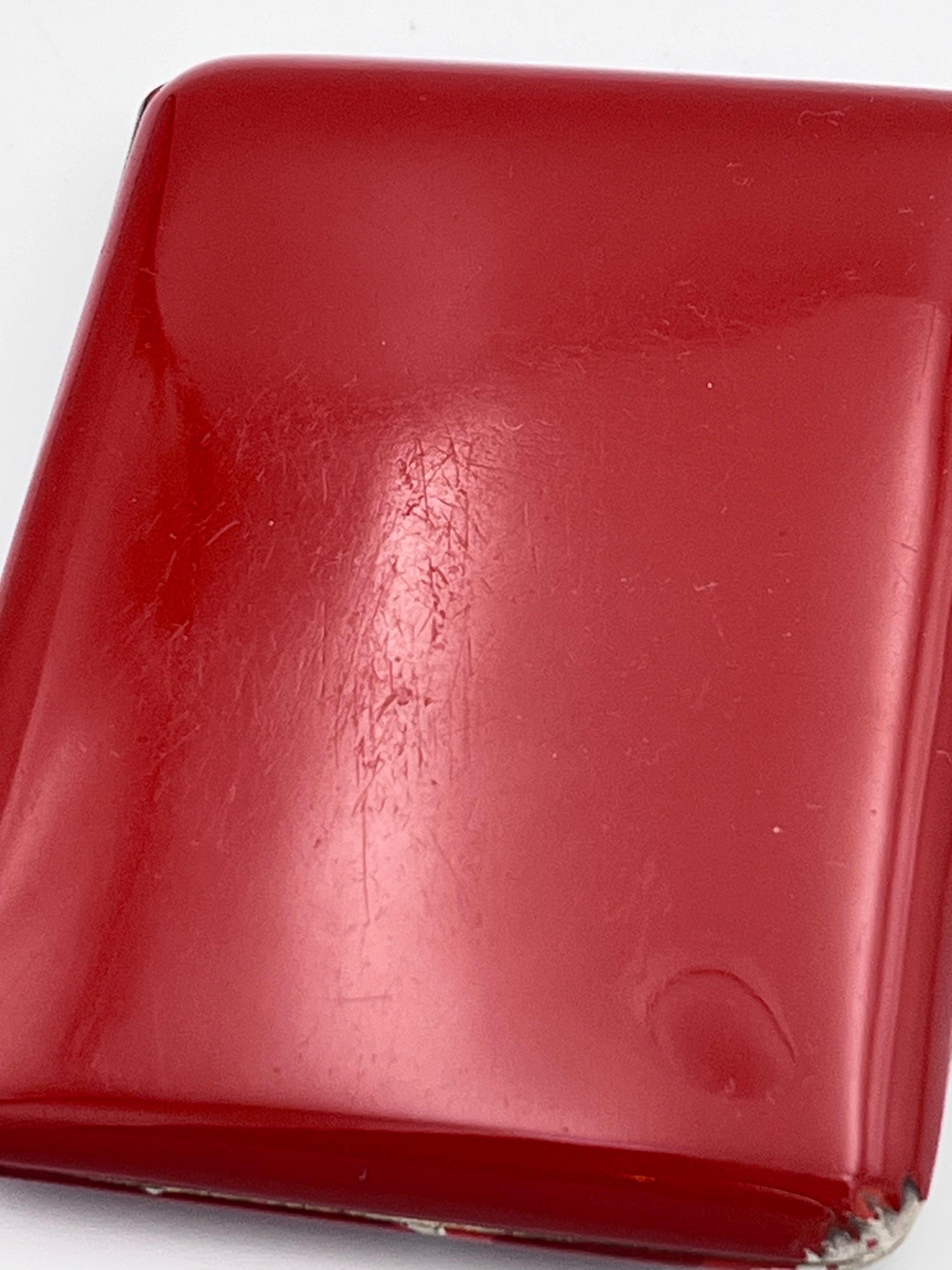 1930's Art Deco Silver Plate and Enamel Burgundy Red Cigarette Case, Unsigned in vendita 7