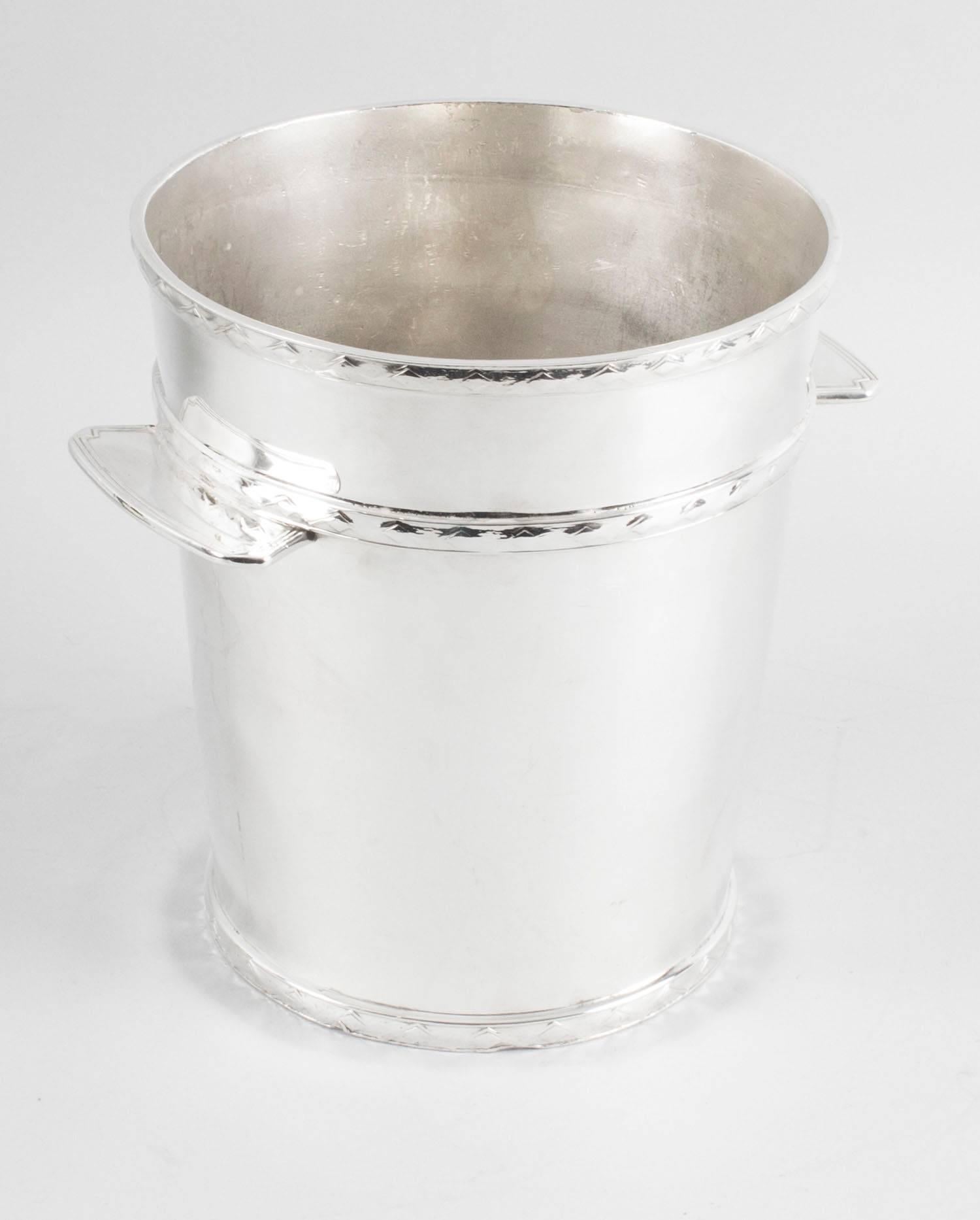 1930s Art Deco Silver Plate Ice Champagne Bucket Cooler 3