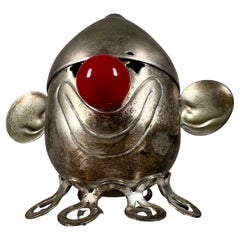 1930s Art Deco Silver Plated Napier Clown Red Nose Coin Bank
