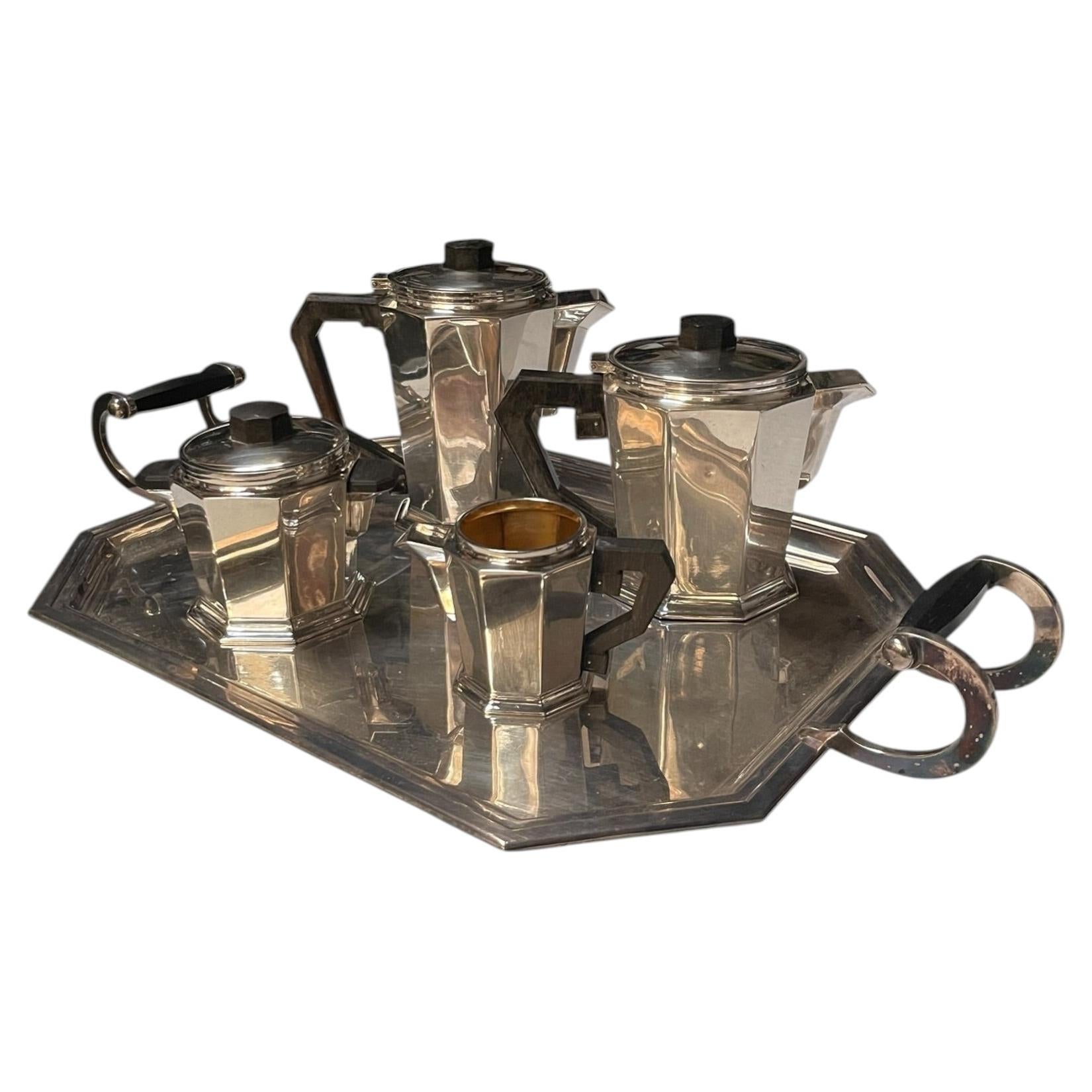 1930's Art Deco Silver plated tea set For Sale