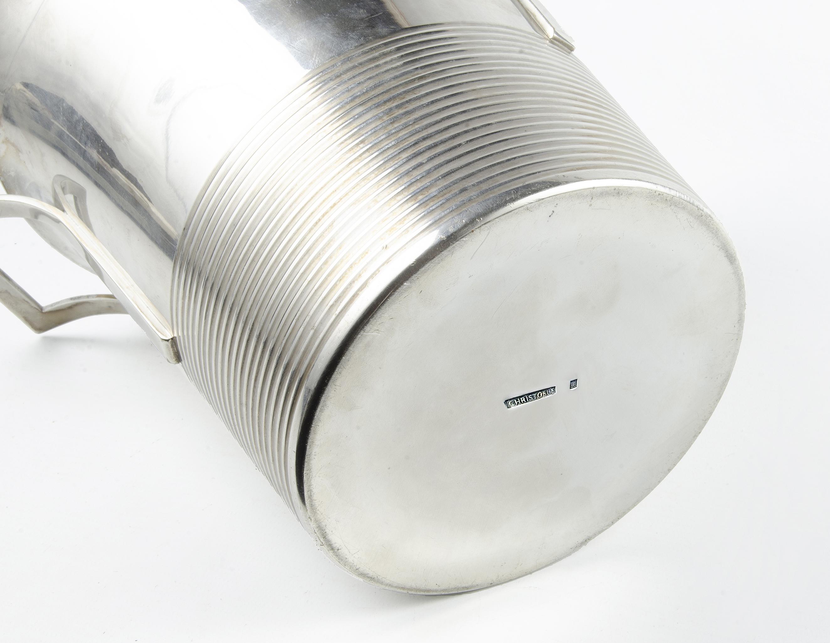 1930er Jahre Art Déco Versilberter Metall-Weinkühler/Eiskübel von Christofle, Frankreich (Mitte des 20. Jahrhunderts) im Angebot