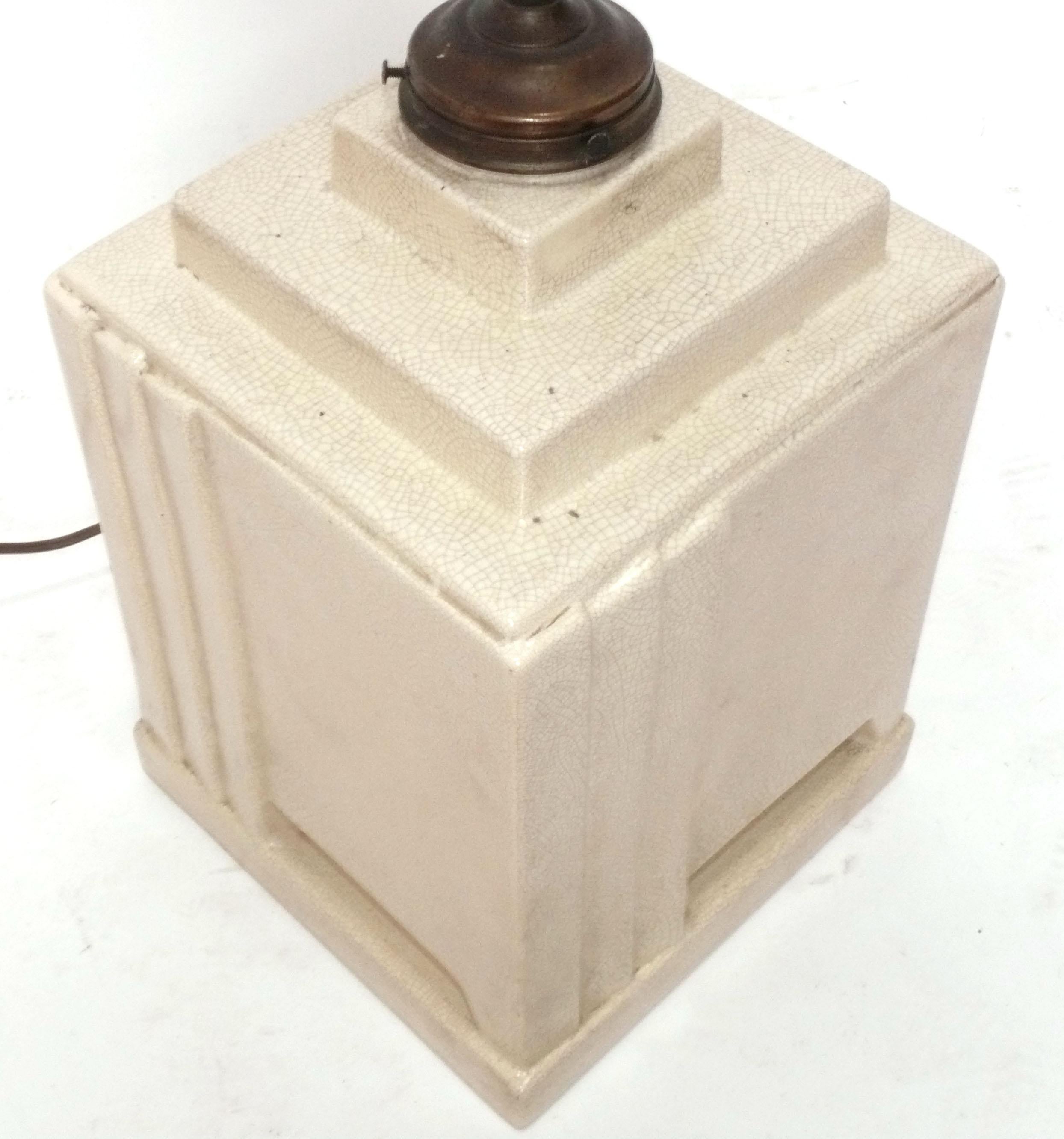 Belgian 1930s Art Deco Skyscraper Form Ceramic Lamp by NIMY of Belgium For Sale