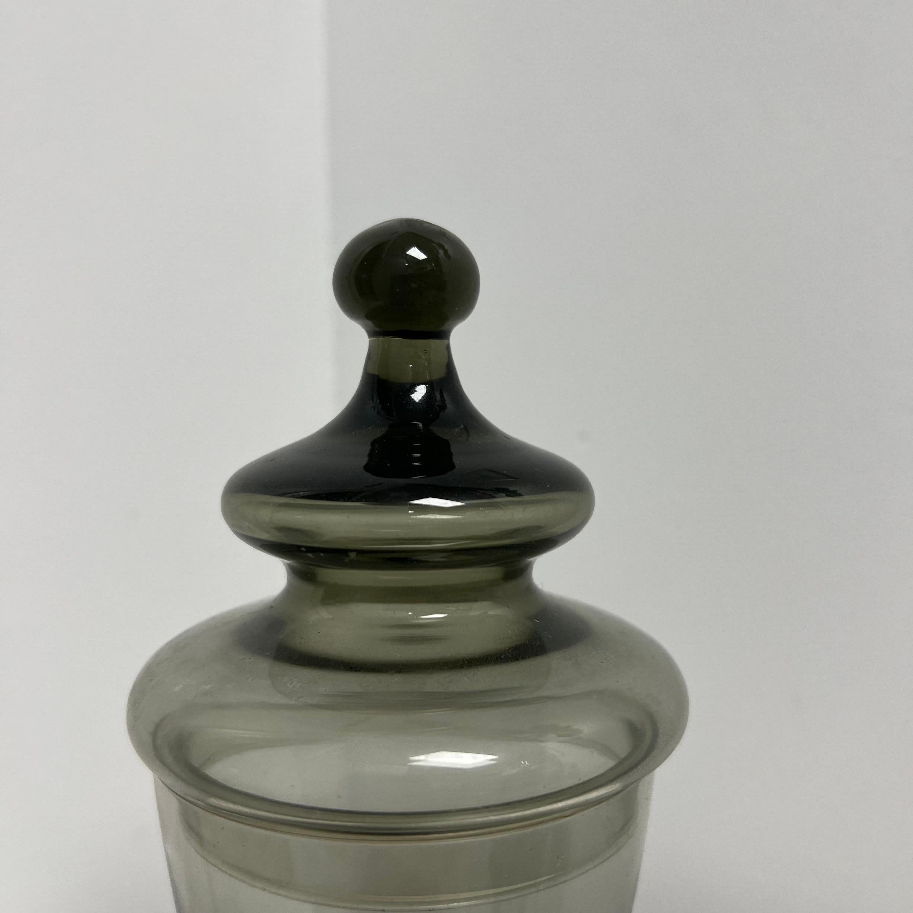 1930s Art Deco Smoked Glass Apothecary Jar In Good Condition In Charleston, SC