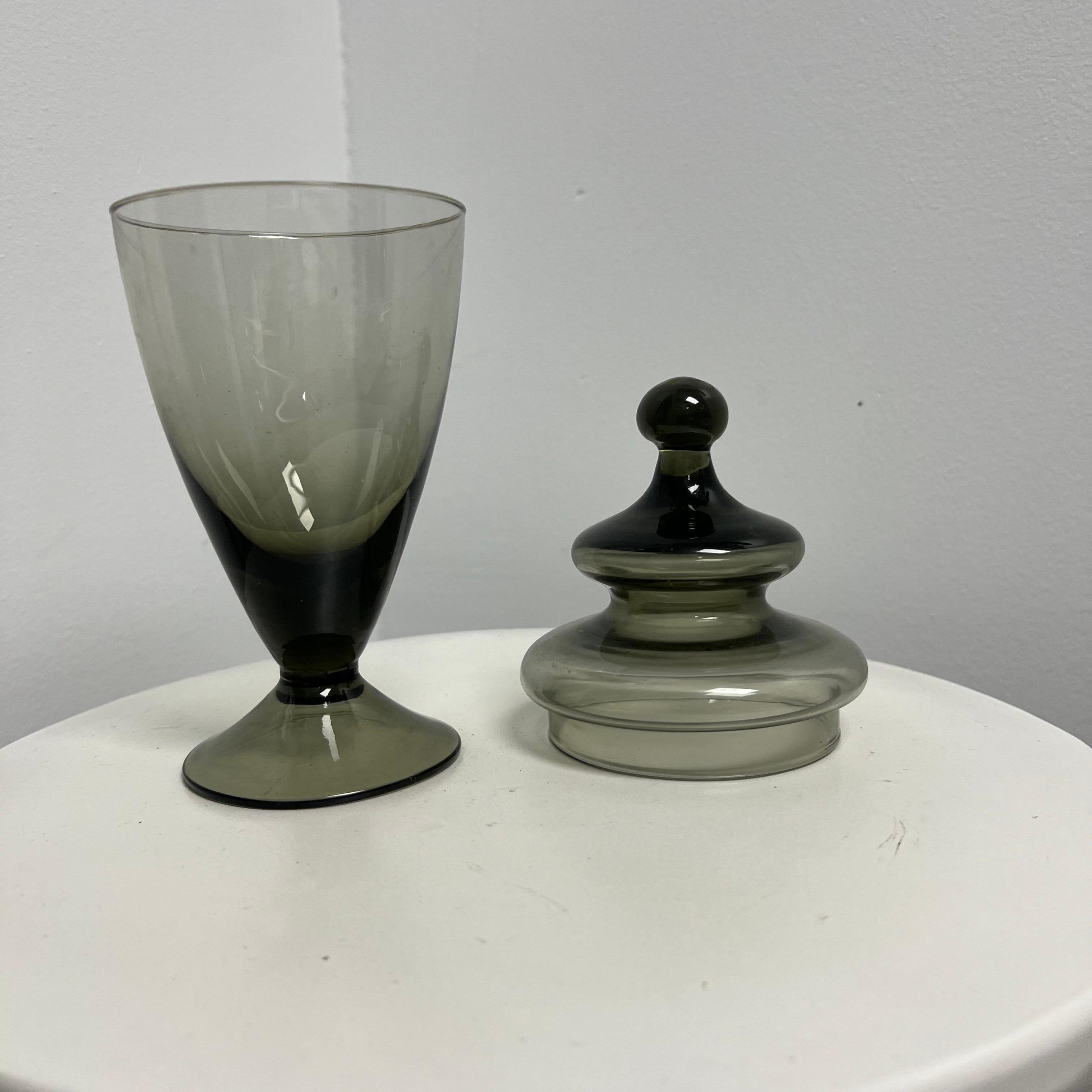 1930s Art Deco Smoked Glass Apothecary Jar 1