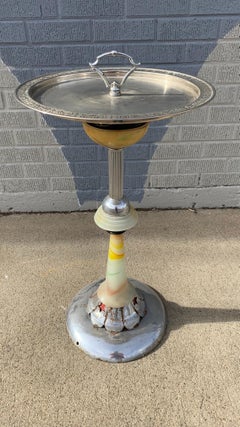 1930s Art Deco Smoking Stand With Marbled Bakelite Stem by Manning-Bowman & Co