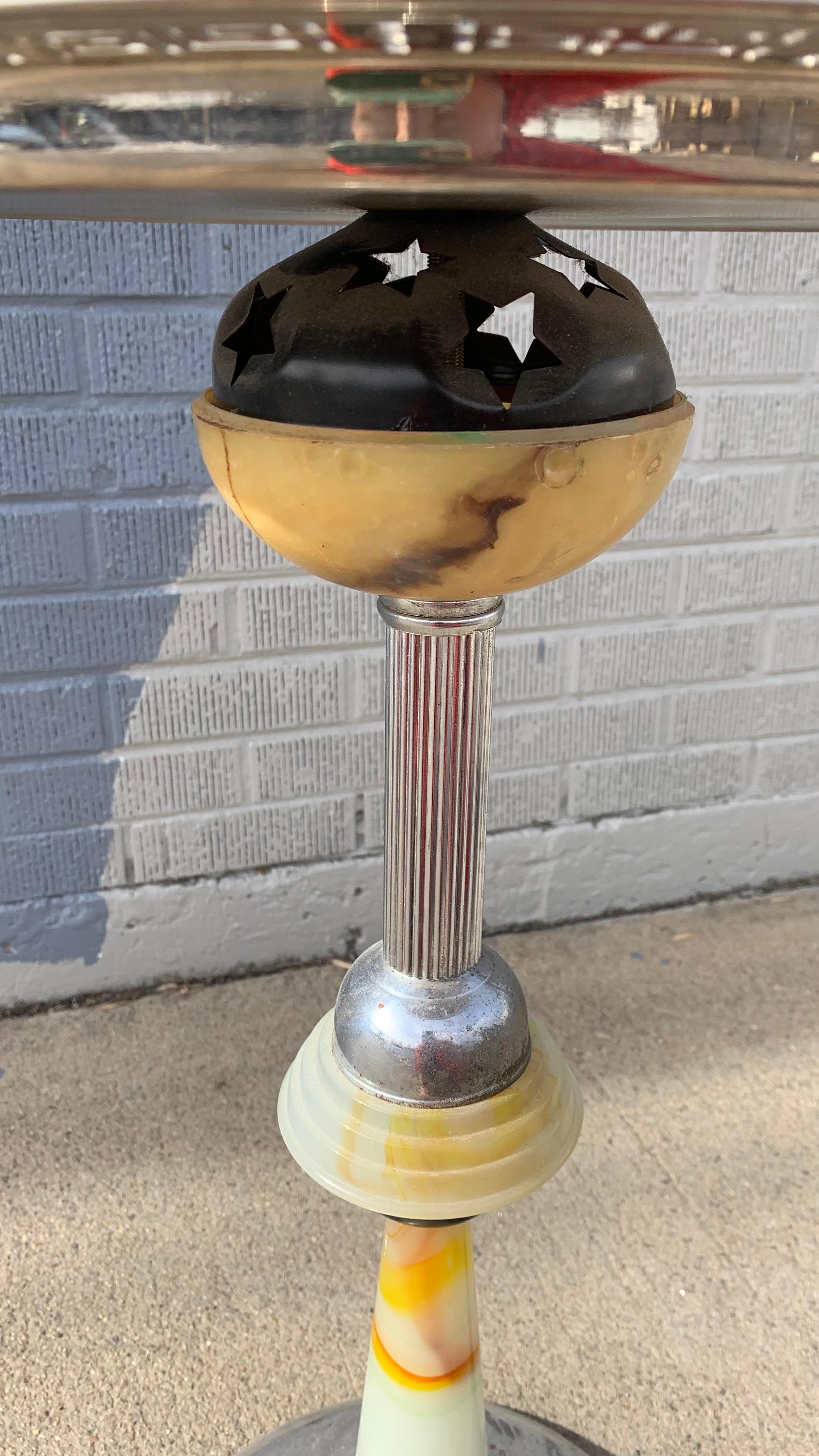 1930s Art Deco Smoking Stand With Marbled Bakelite Stem by Manning-Bowman & Co en vente 1