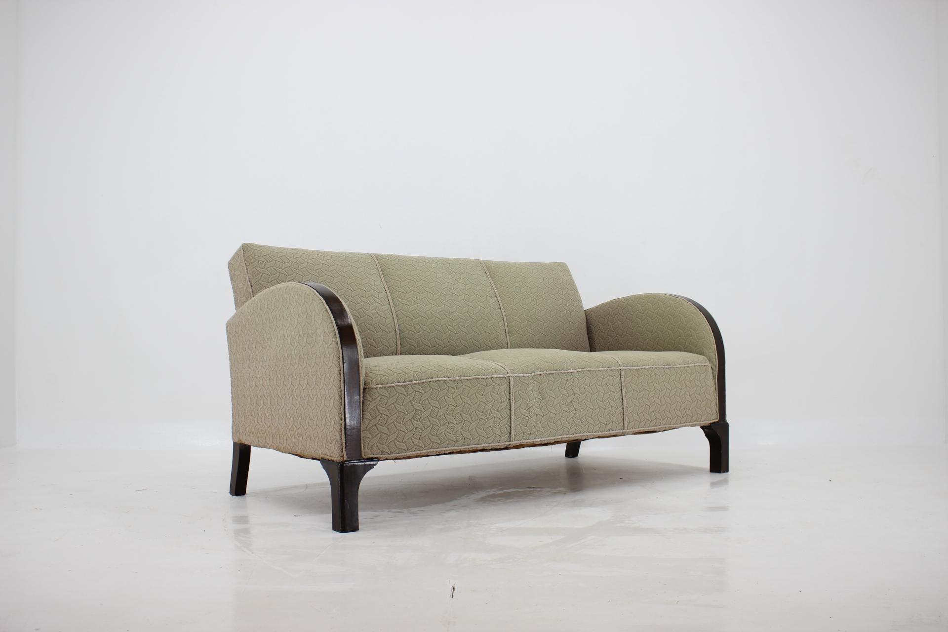 Fabric 1930s Art Deco Sofa and Armchair, Denmark