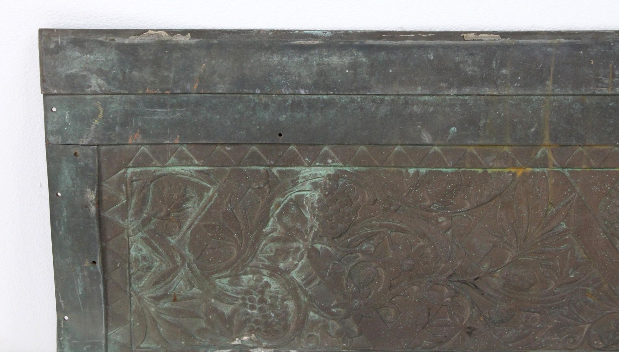 Art Deco bronze panel with decorative grapevines detail from the 1930s. The natural patina has been preserved. Please note, this item is located in our Los Angeles location.