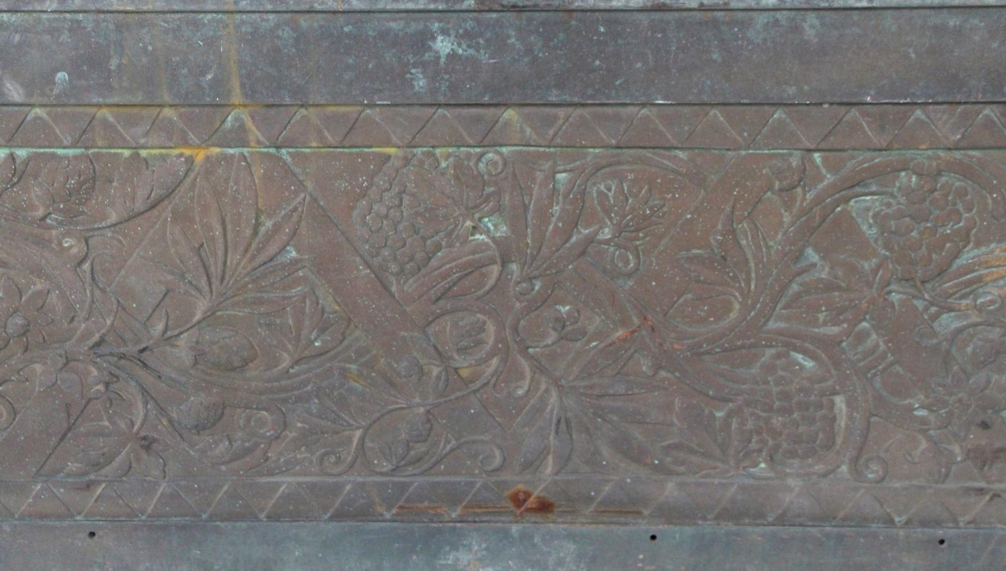 American 1930s Art Deco Bronze Panel Grapevines Original Patina For Sale