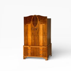 1930s Art Deco Stepped Cocktail Cabinet in Figured Wood