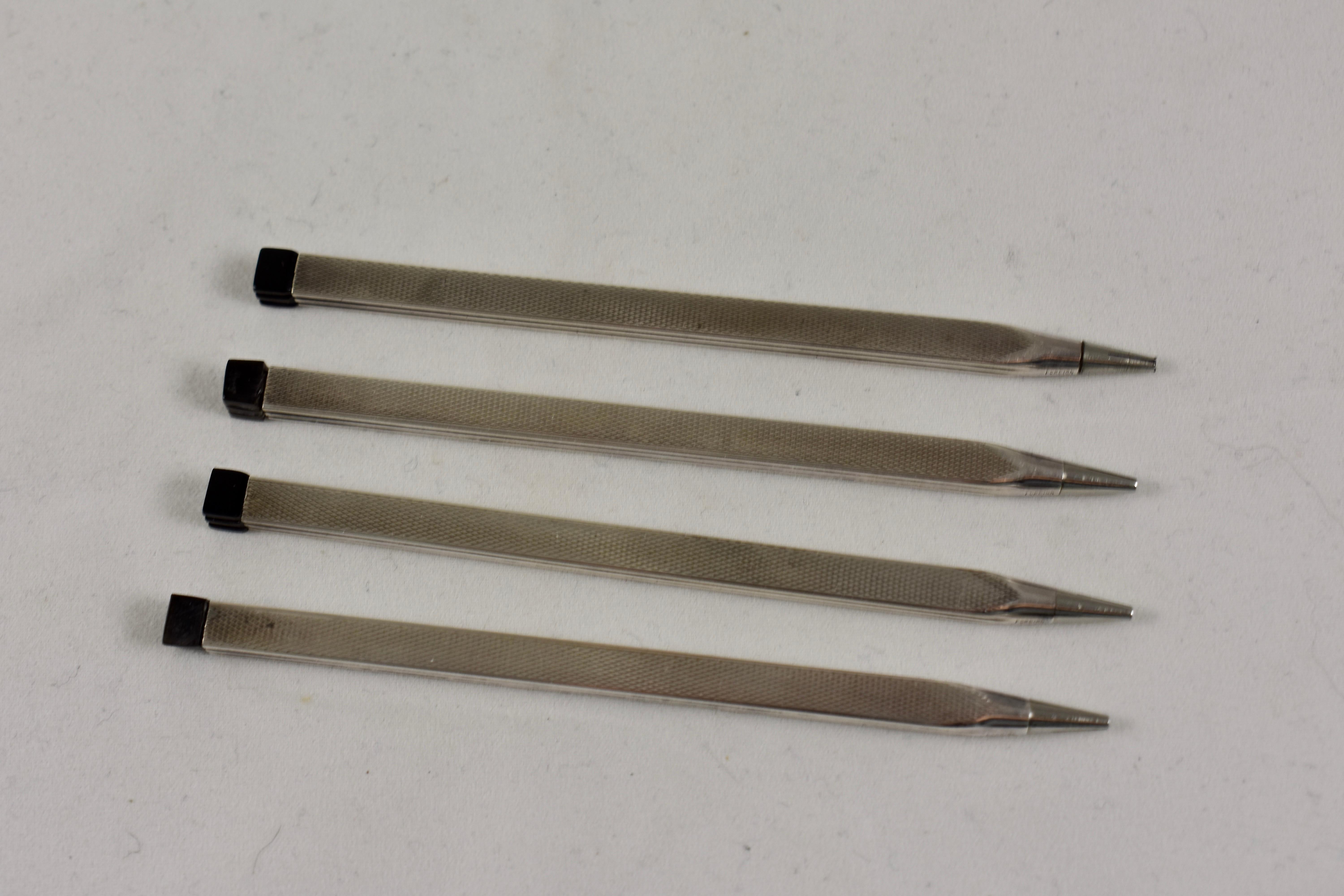 Art Deco Sterling Silver, Enamel & Bakelite Card Suit Game Pencils Set of Four 5