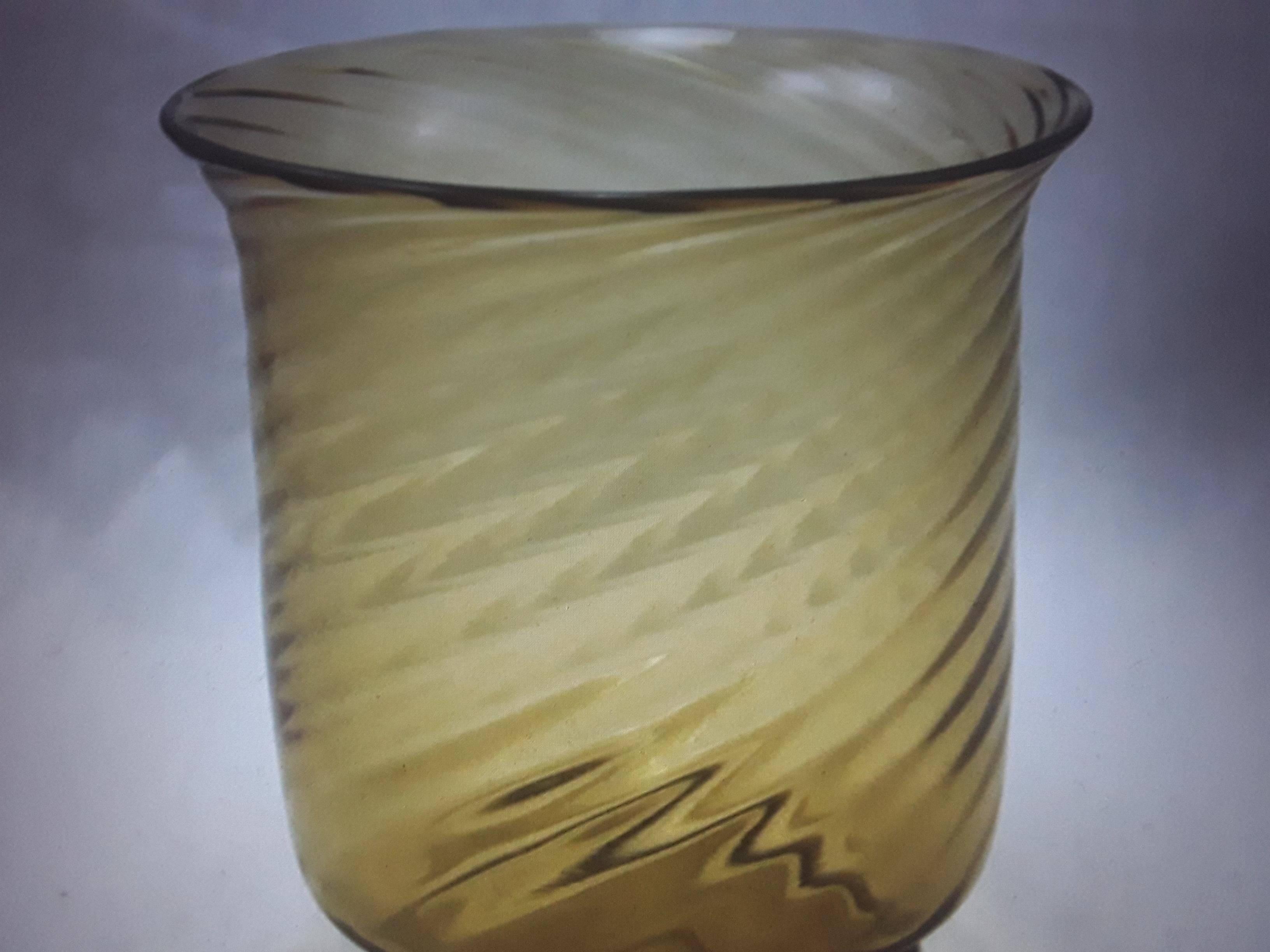 American 1930's Art Deco Steuben Art Glass Amber Swirl Pattern Vase For Sale