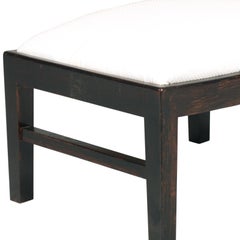 1930s Art Deco Stool, Footrest in Ebonized Walnut Restored, New Upholstery