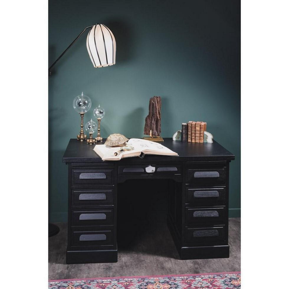 1930s Art Deco Style Black Oak Wooden Desk 3