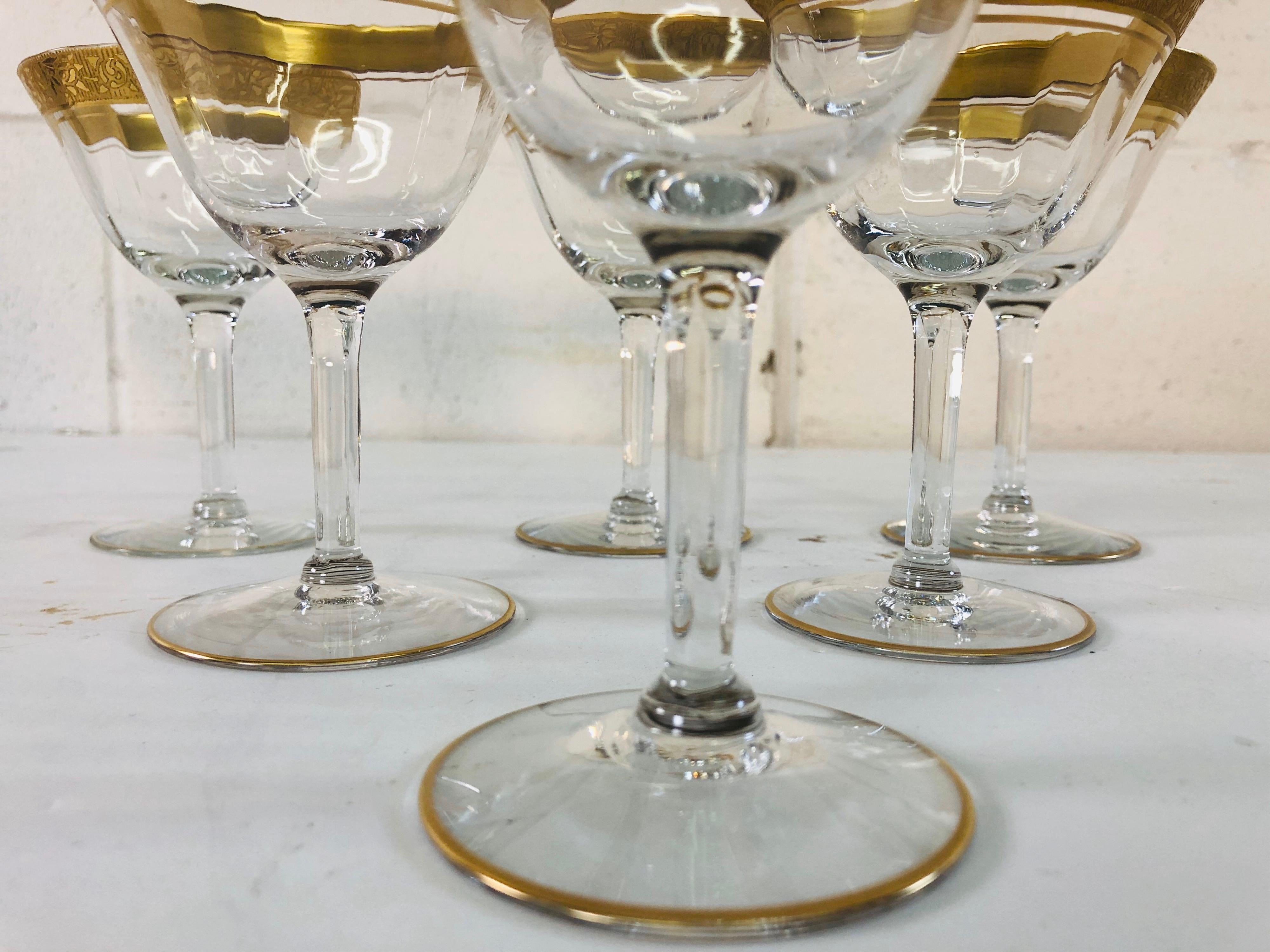 1930s Art Deco Style Tiffin Gold Rim Coupes, Set of 6 For Sale 1