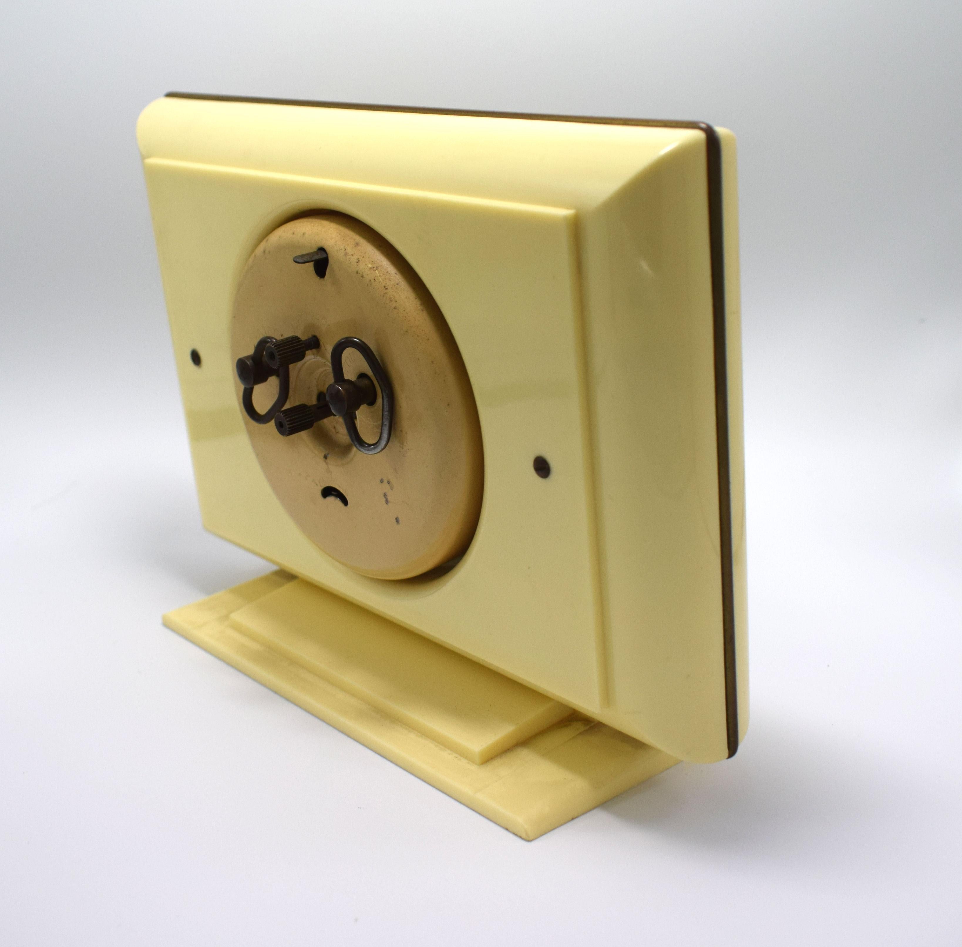 1930s Art Deco Stylish French Bakelite Clock by JAZ 2