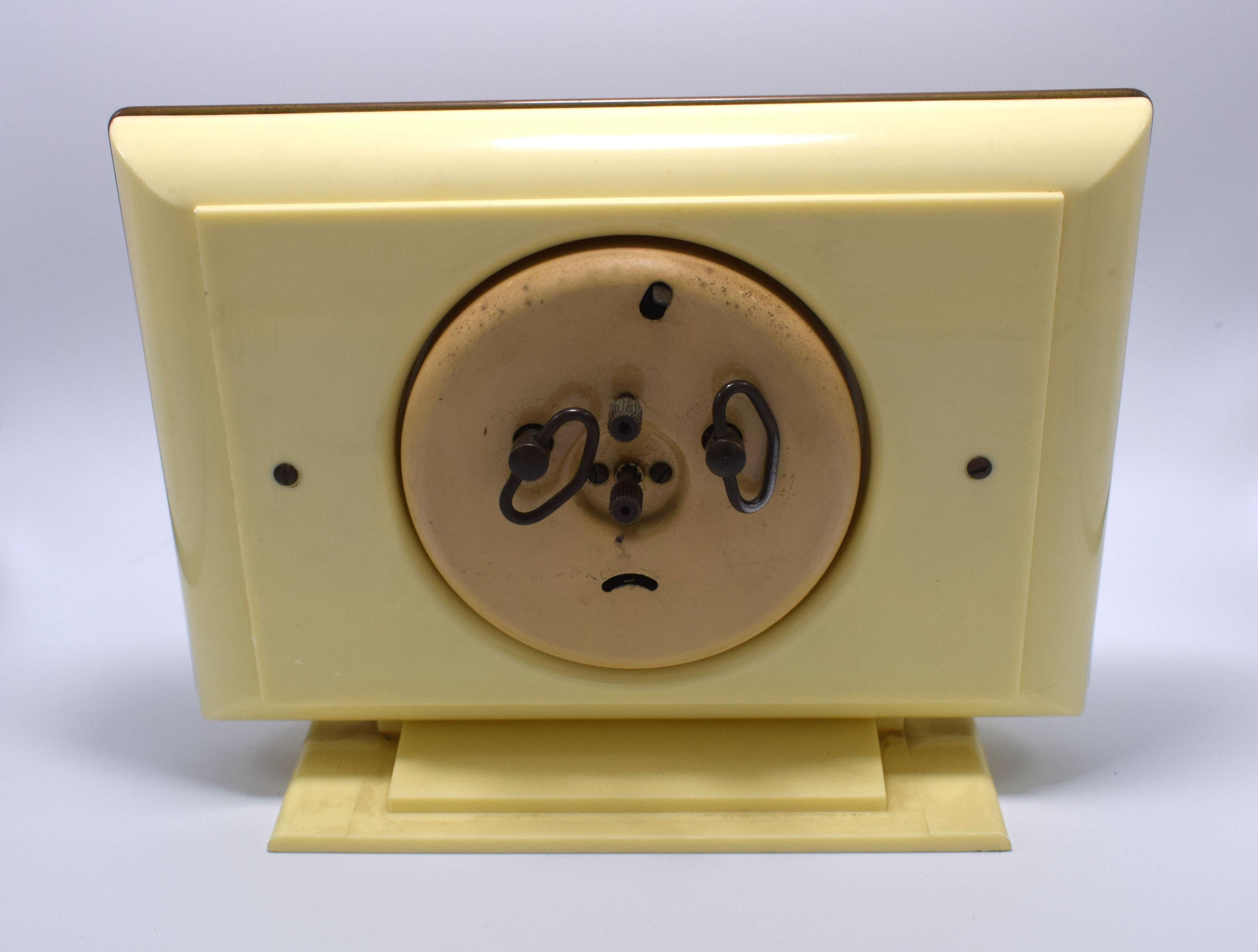 1930s Art Deco Stylish French Bakelite Clock by JAZ 3