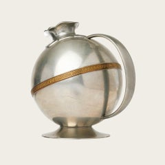 1930s Art Deco Swedish Polished Pewter Handled Vase/Jug by JL Hultman