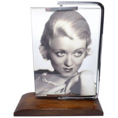 1930s Art Deco Swivel Chrome and Wood Picture Frame