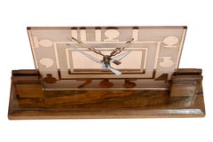 1930s Art Deco Table Clock With Rosaline Glass And Art Deco Typical Numerals