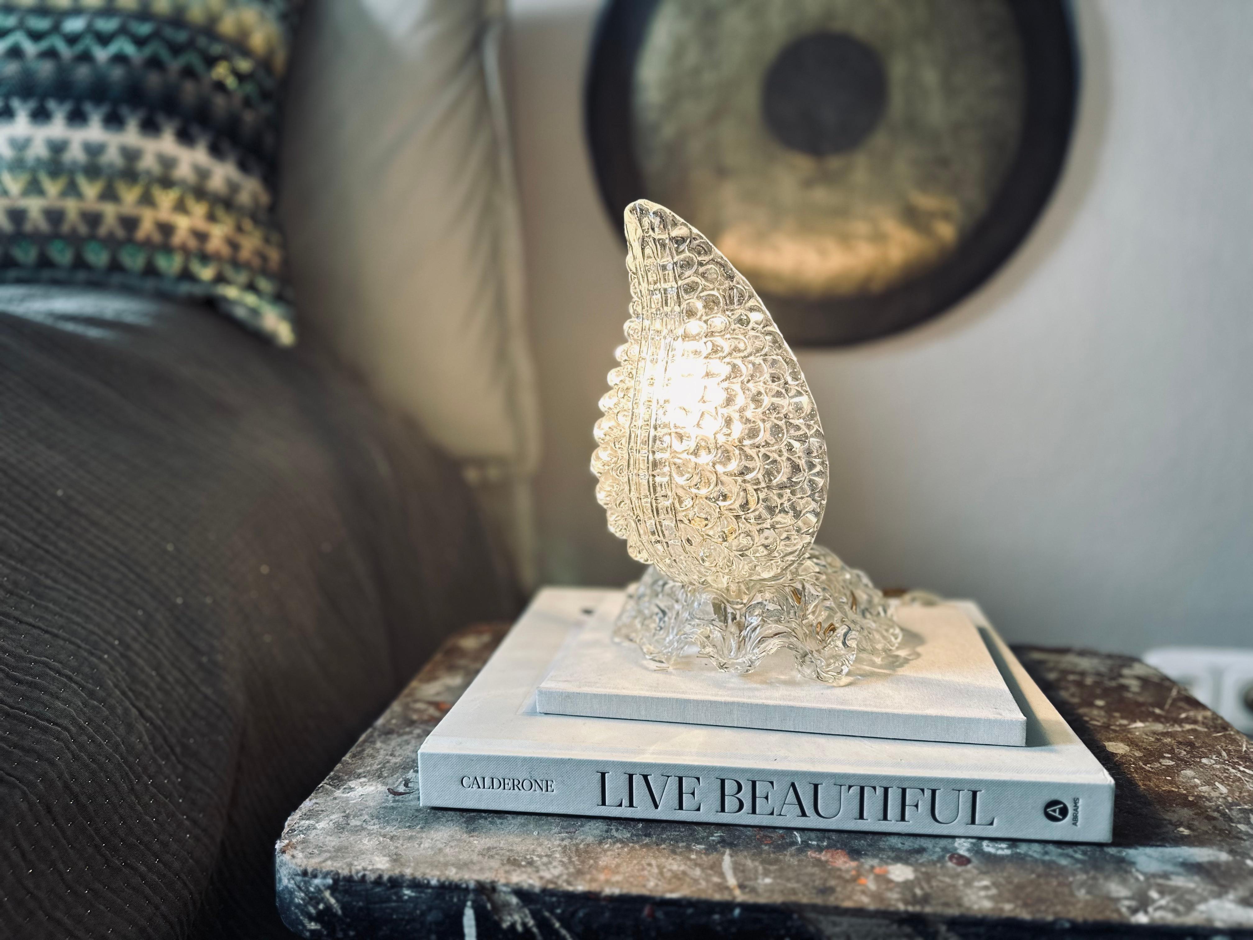 1930s Art Deco Table Lamp in Clear Murano Glass – Attributed to Ercole Barovie For Sale 6