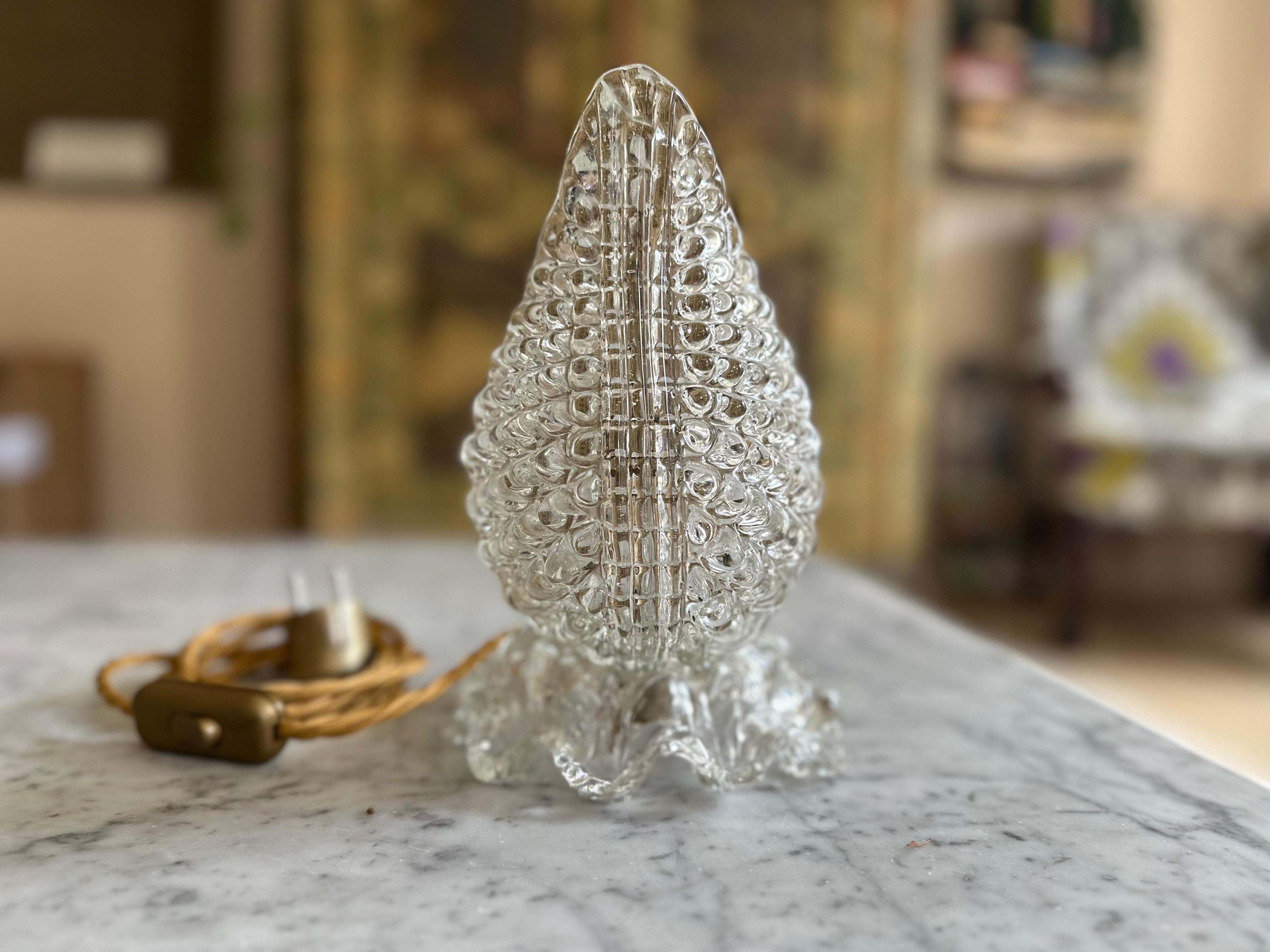 1930s Art Deco Table Lamp in Clear Murano Glass – Attributed to Ercole Barovie For Sale 11