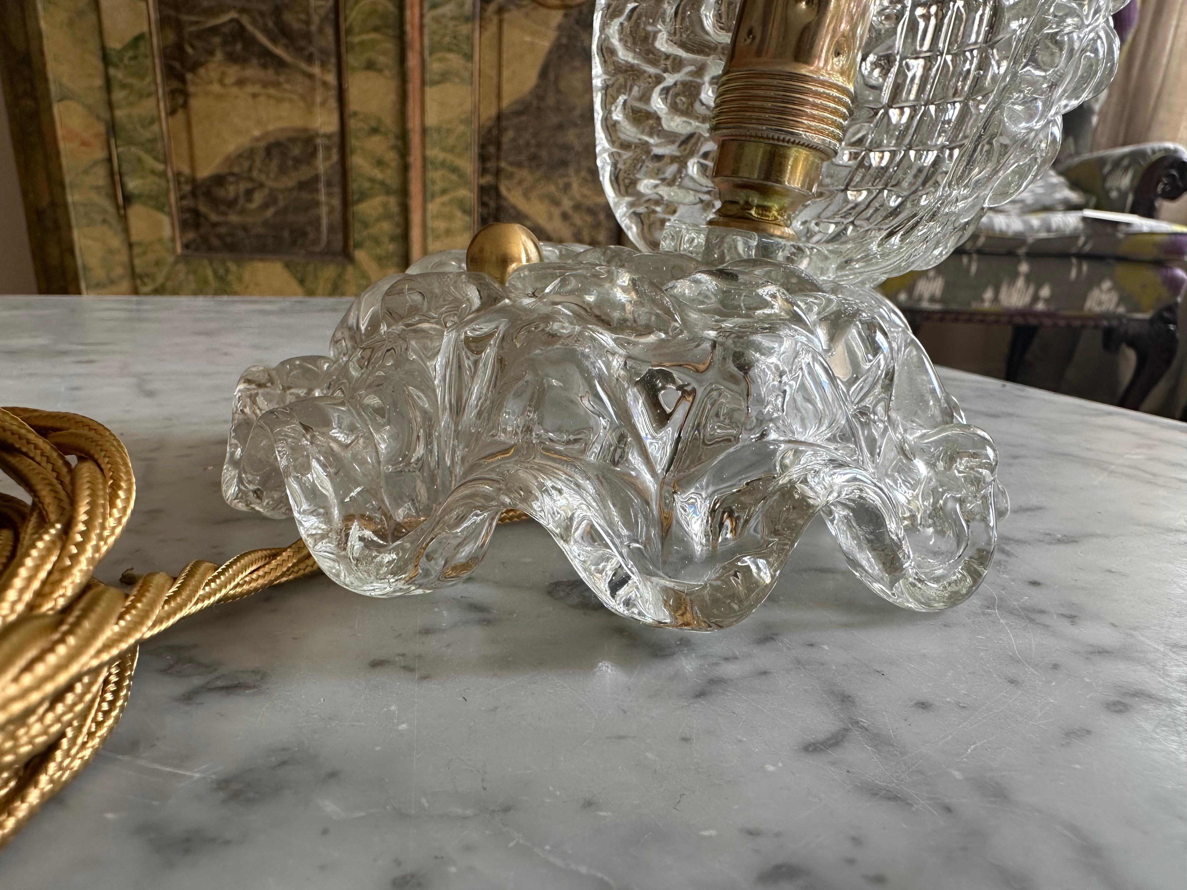 1930s Art Deco Table Lamp in Clear Murano Glass – Attributed to Ercole Barovie For Sale 13