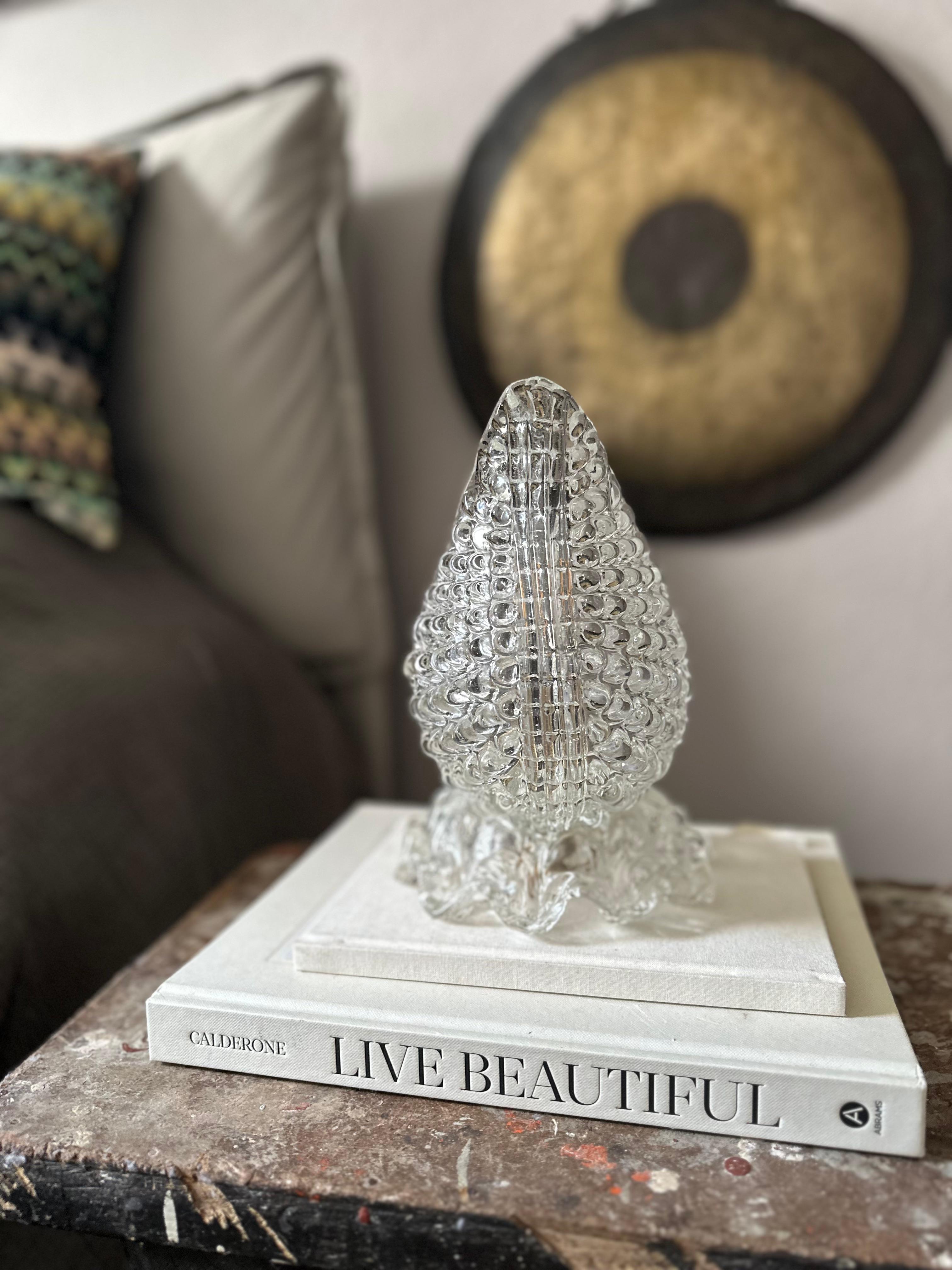 Mid-20th Century 1930s Art Deco Table Lamp in Clear Murano Glass – Attributed to Ercole Barovie For Sale