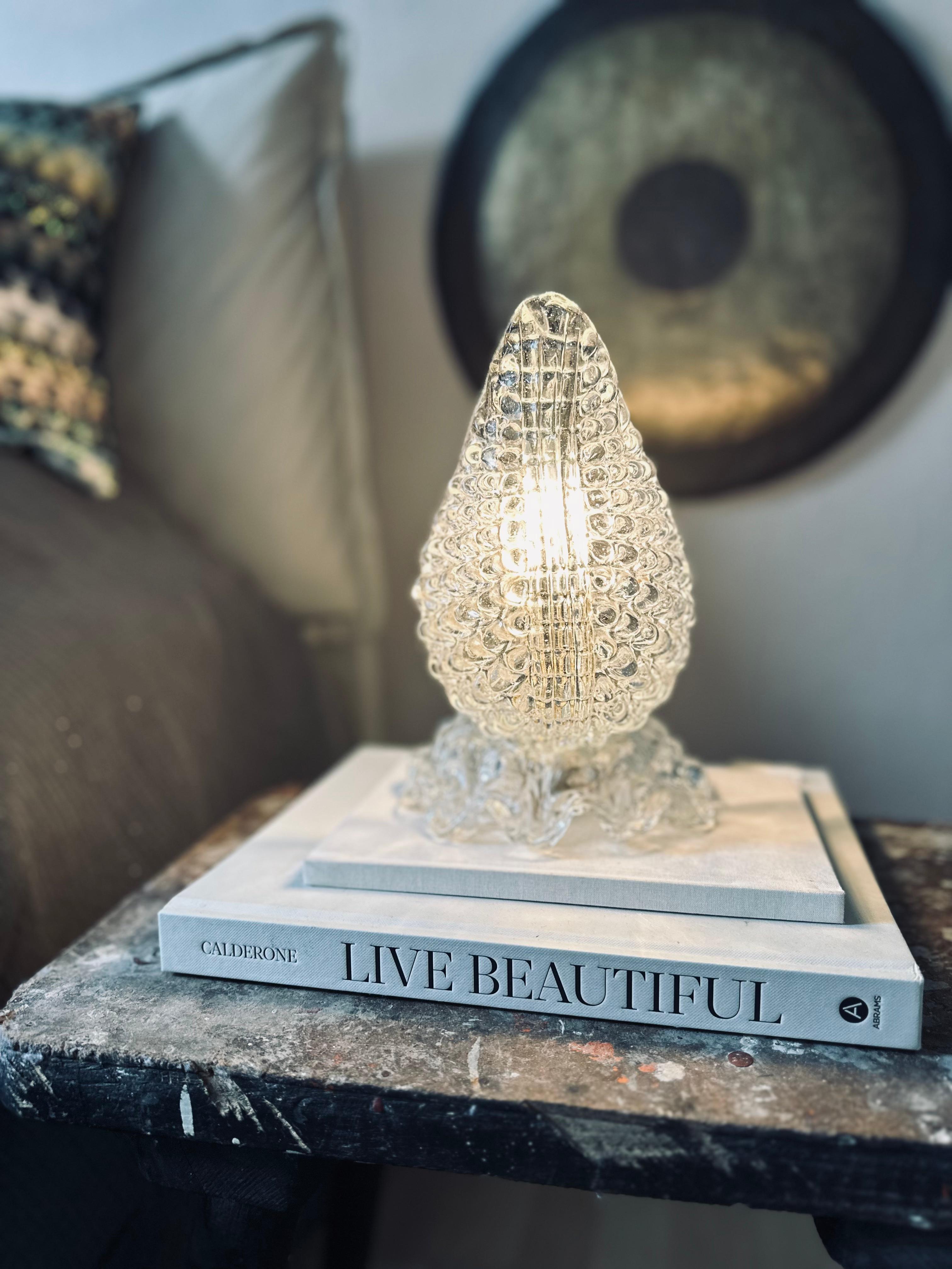 1930s Art Deco Table Lamp in Clear Murano Glass – Attributed to Ercole Barovie For Sale 1