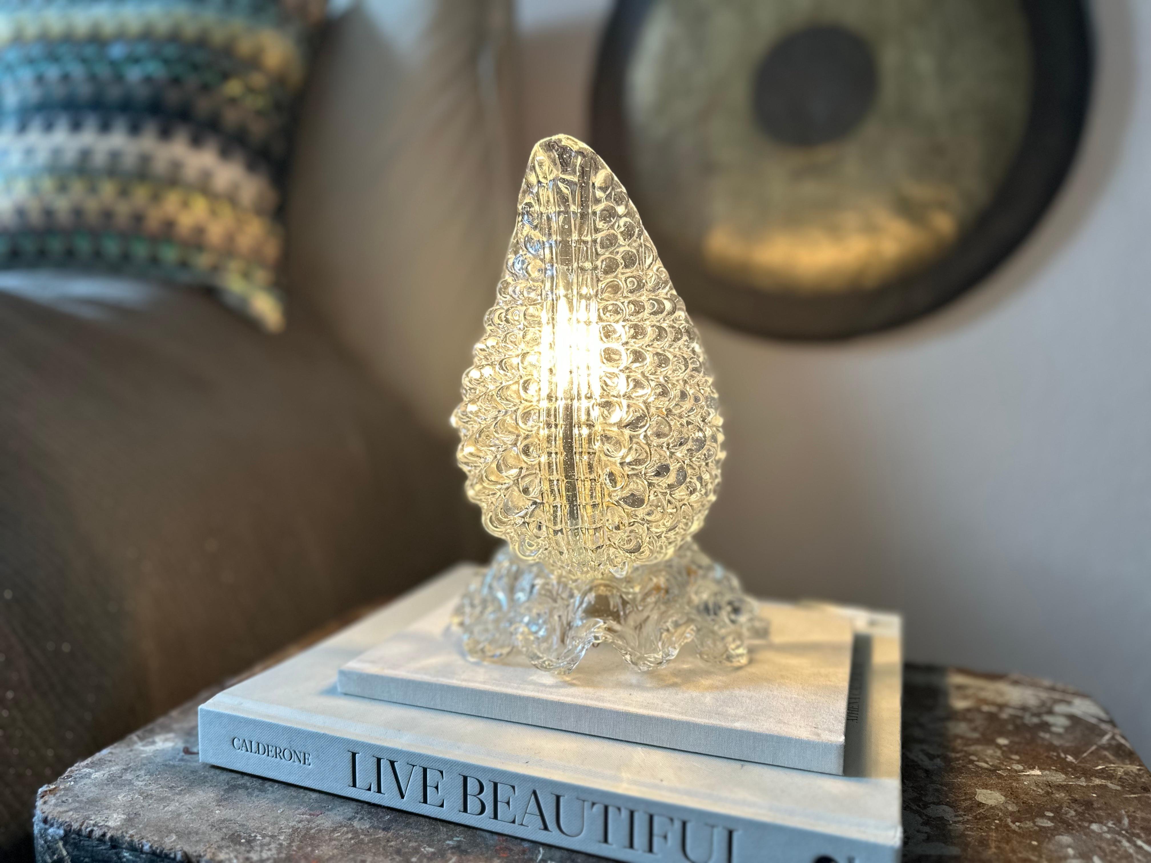 1930s Art Deco Table Lamp in Clear Murano Glass – Attributed to Ercole Barovie For Sale 2