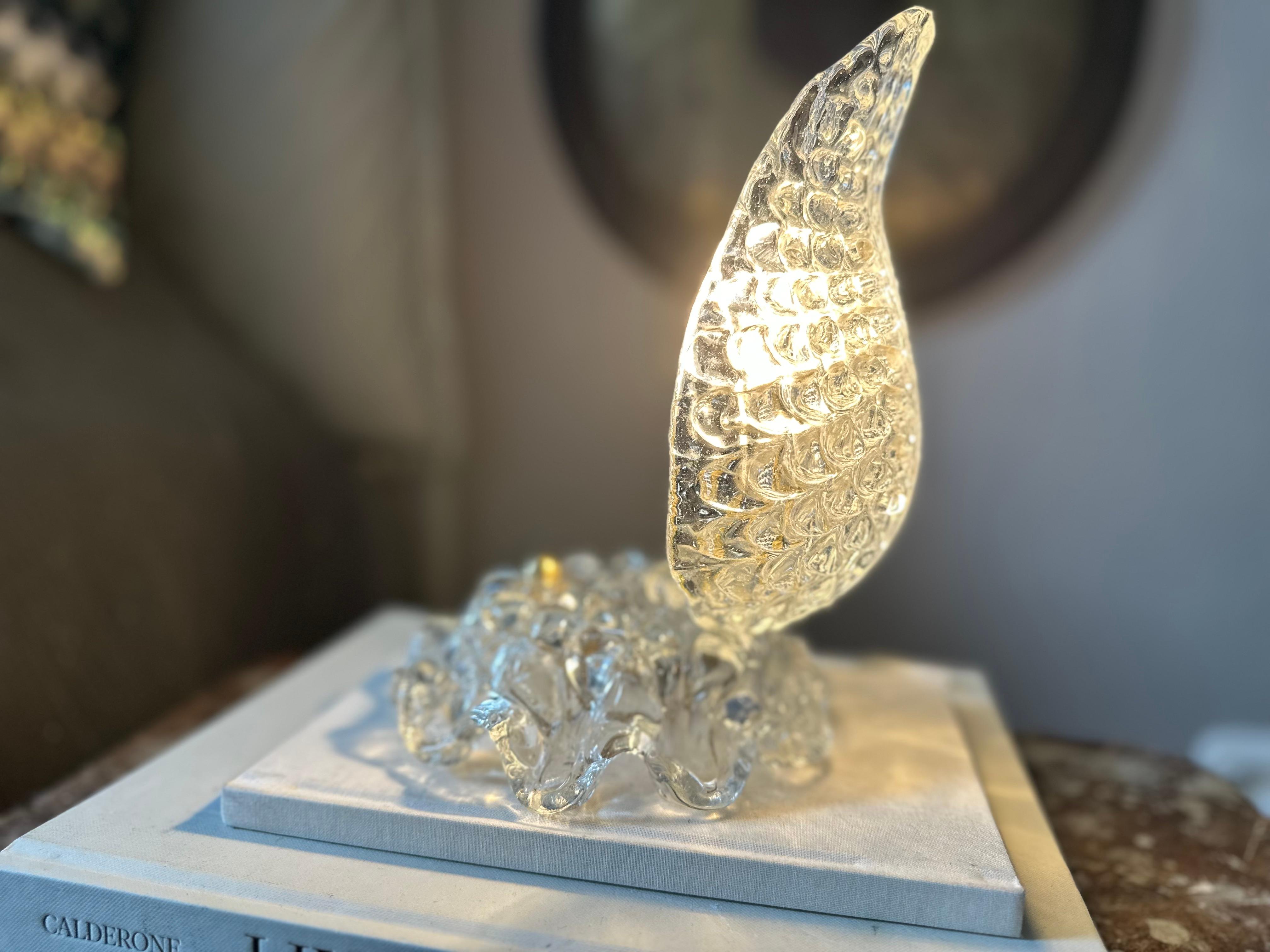 1930s Art Deco Table Lamp in Clear Murano Glass – Attributed to Ercole Barovie For Sale 3
