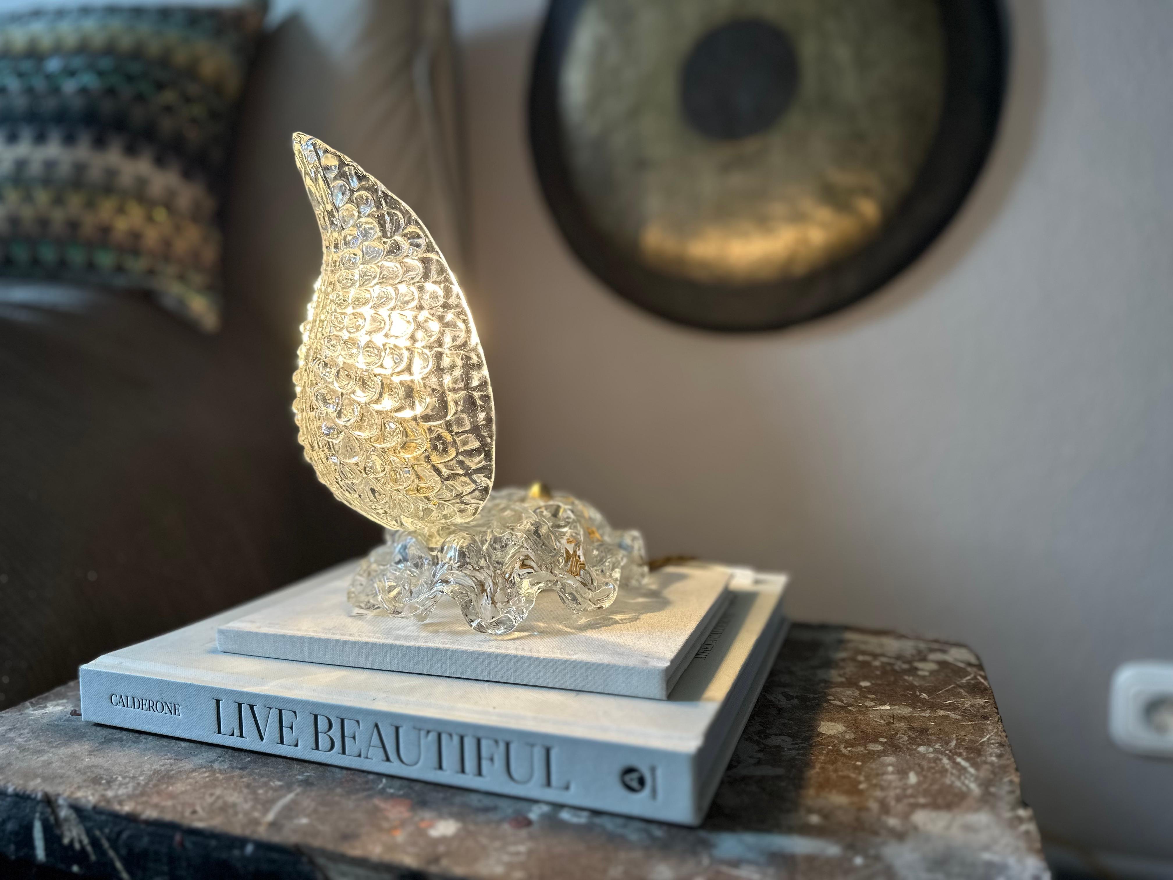 1930s Art Deco Table Lamp in Clear Murano Glass – Attributed to Ercole Barovie For Sale 4