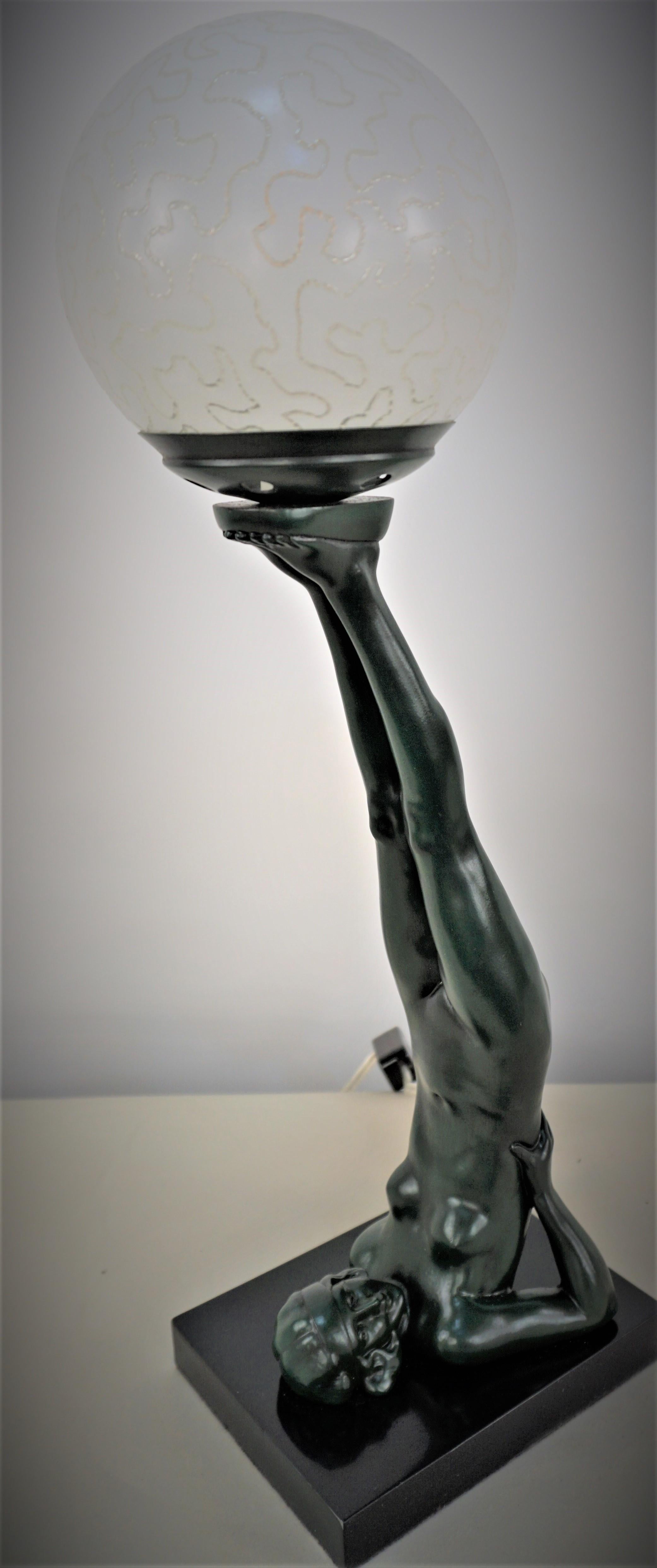 1930's Art Deco Table Lamp Lady Juggler 2