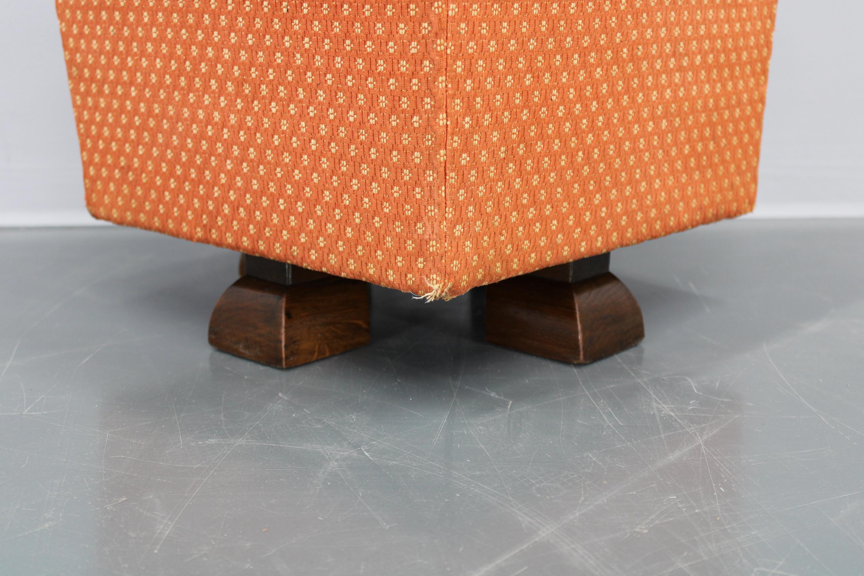 Fabric 1930s Art Deco Tabouret, Czechoslovak For Sale