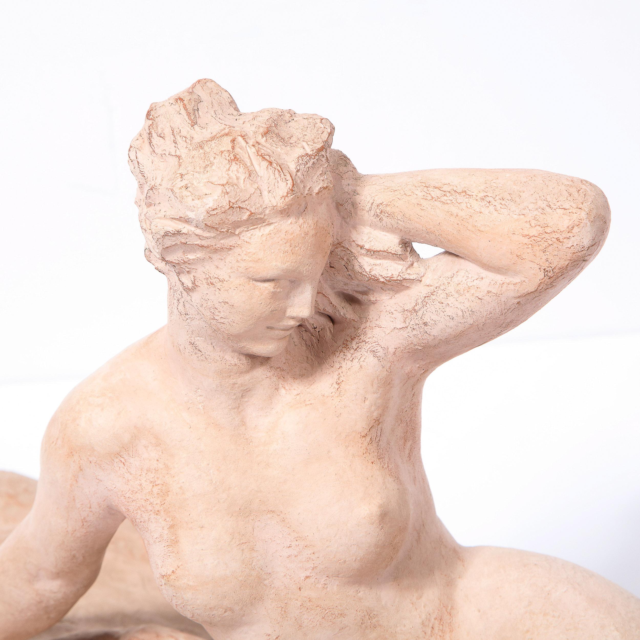 1930s Art Deco Terracotta Recumbent Nude Female Form Statue by Henri Bargas 8