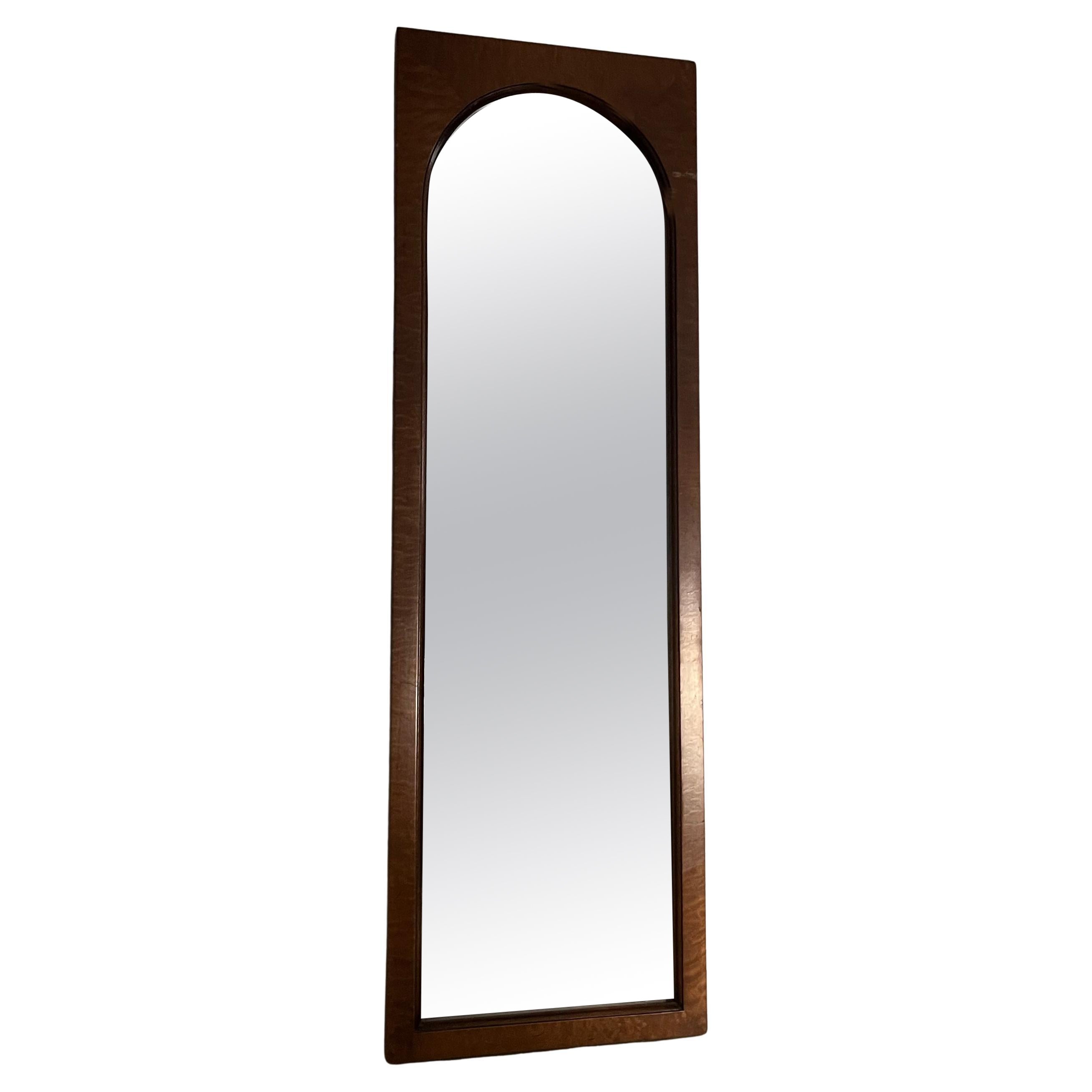 1930s Art Deco Tiger Maple Arched Wall Mirror