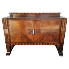 1930s Art Deco Tiger Oak Wood Buffet Cabinet Antique