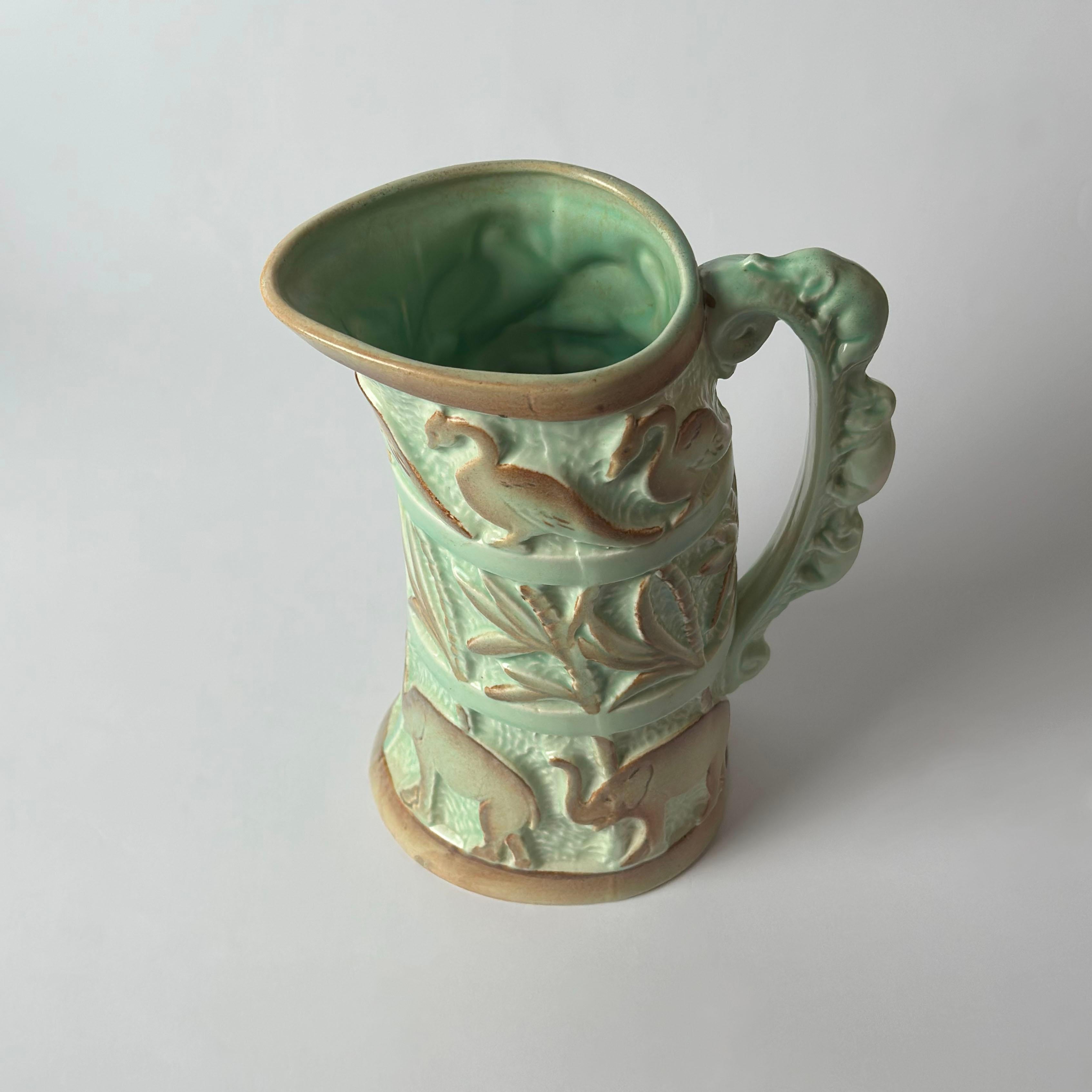 Hand-Crafted 1930s Art Deco Tropical Style Ceramic Jug by Burleigh Ware, Burgess & Leigh For Sale
