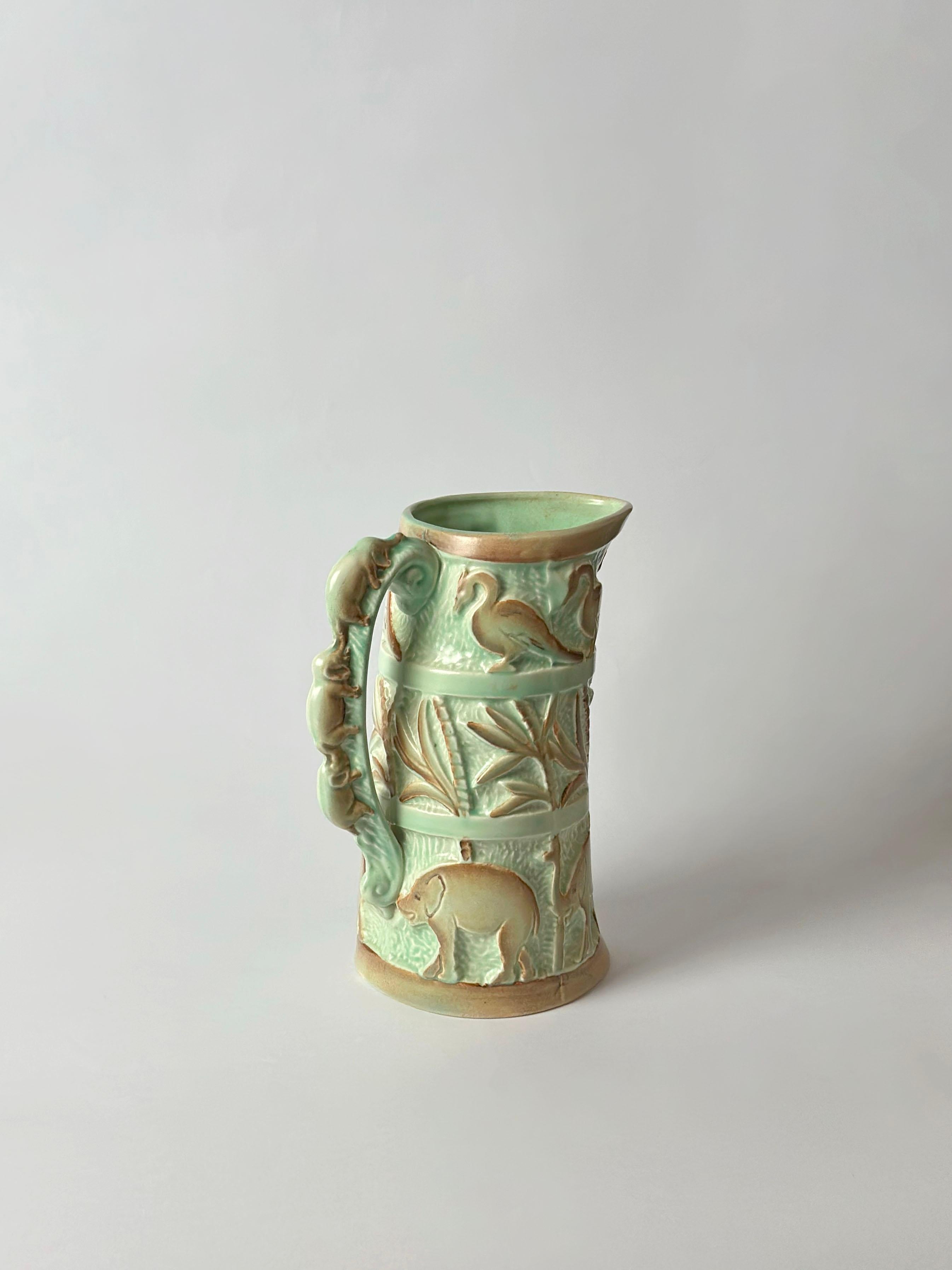 1930s Art Deco Tropical Style Ceramic Jug by Burleigh Ware, Burgess & Leigh For Sale 2