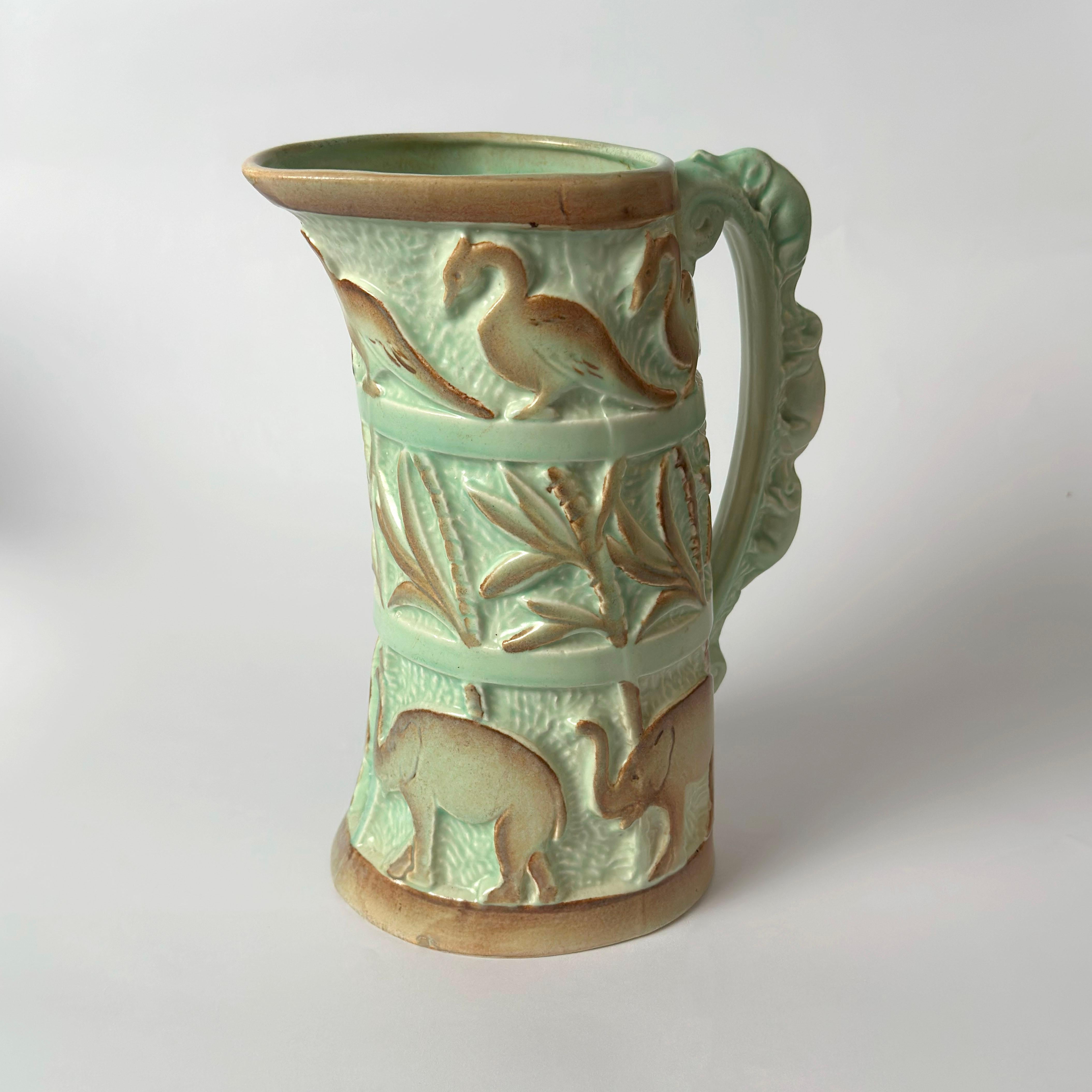 1930s Art Deco Tropical Style Ceramic Jug by Burleigh Ware, Burgess & Leigh For Sale 3