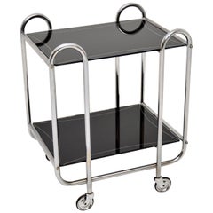 1930s Art Deco Tubular Steel and Glass Drinks Trolley