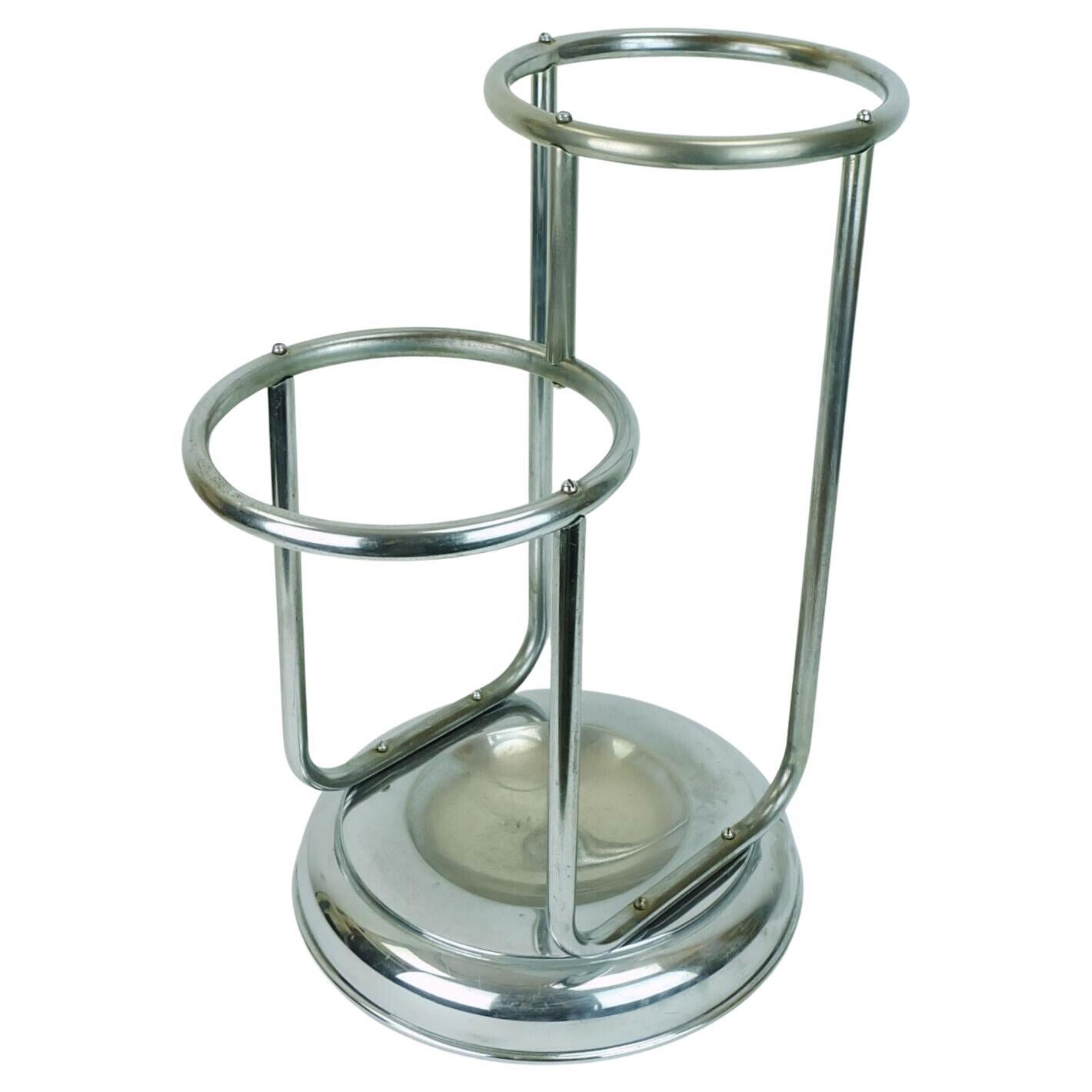 1930s art deco UMBRELLA STAND chrome plated metal For Sale