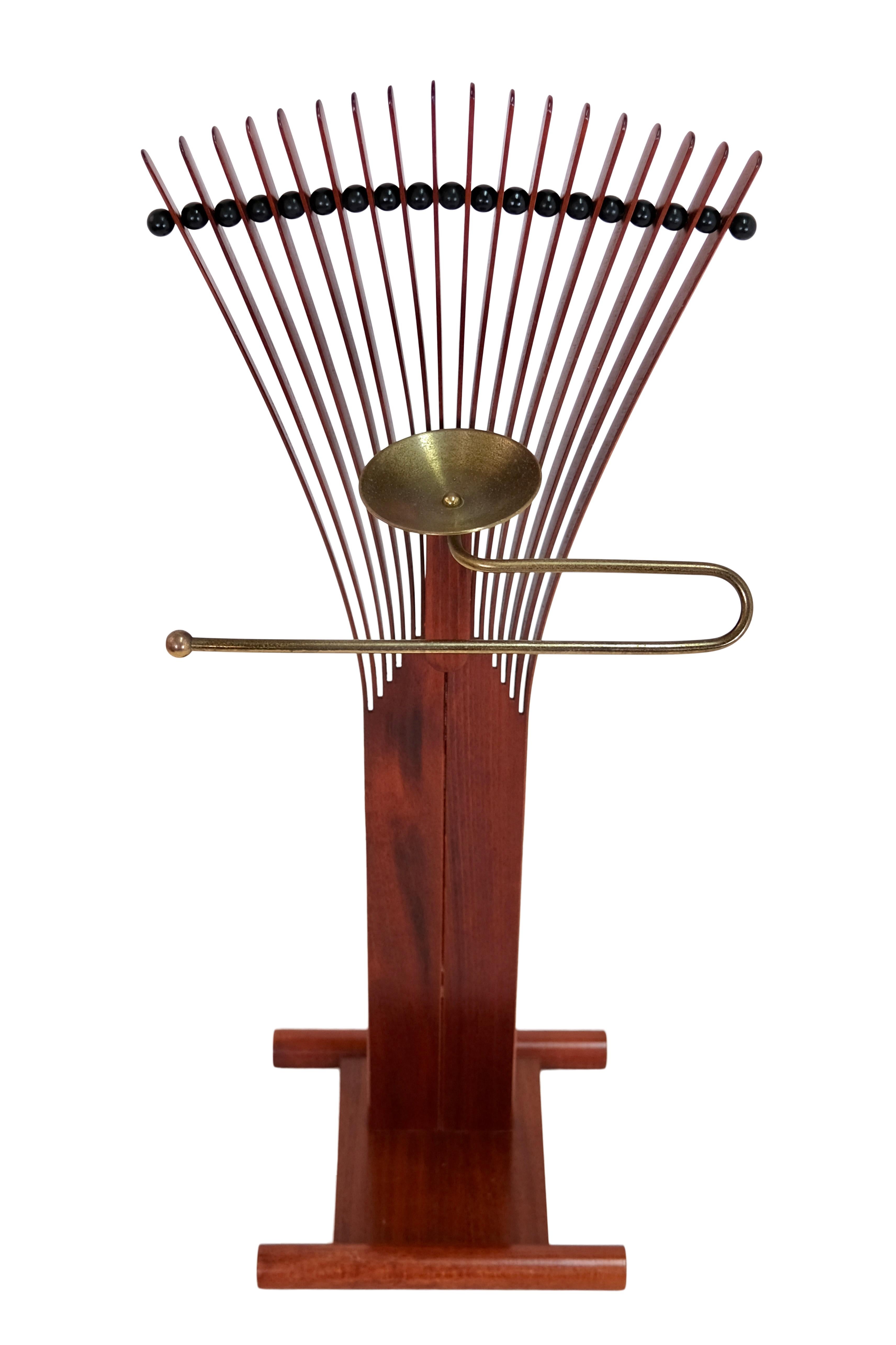 Mid-20th Century 1930s Art Deco Valet of Chamber in Mahogany with Hammered Brass For Sale