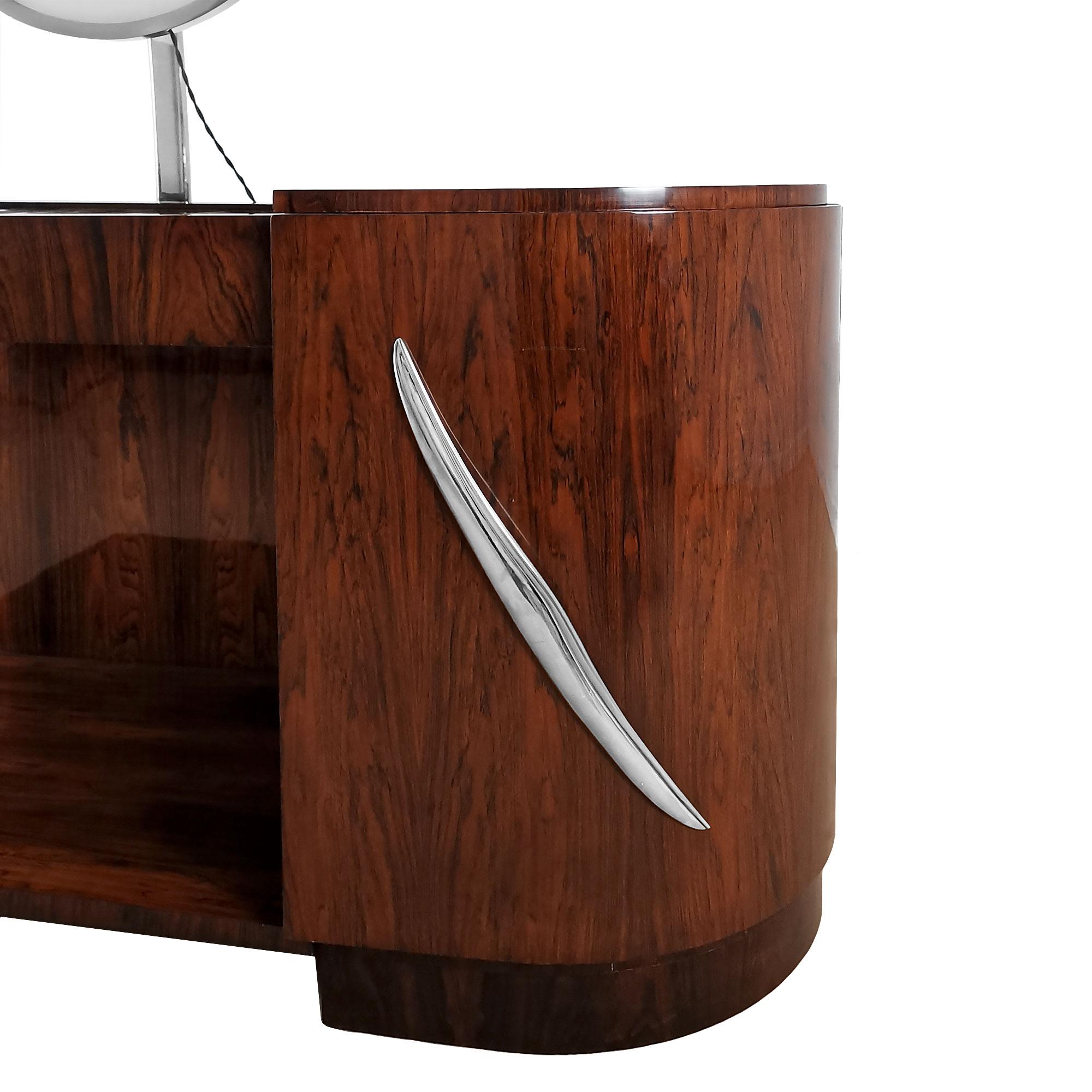 Art Deco Vanity in Mahogany With Swiveling Luminescent Mirror - France, 1930s For Sale 8