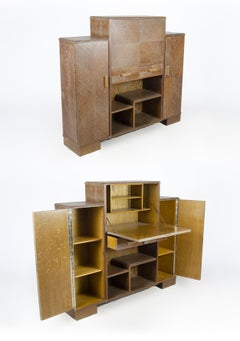 Secrétaire en bois plaqué Art Déco des années 1930, style Jacques Adnet, France