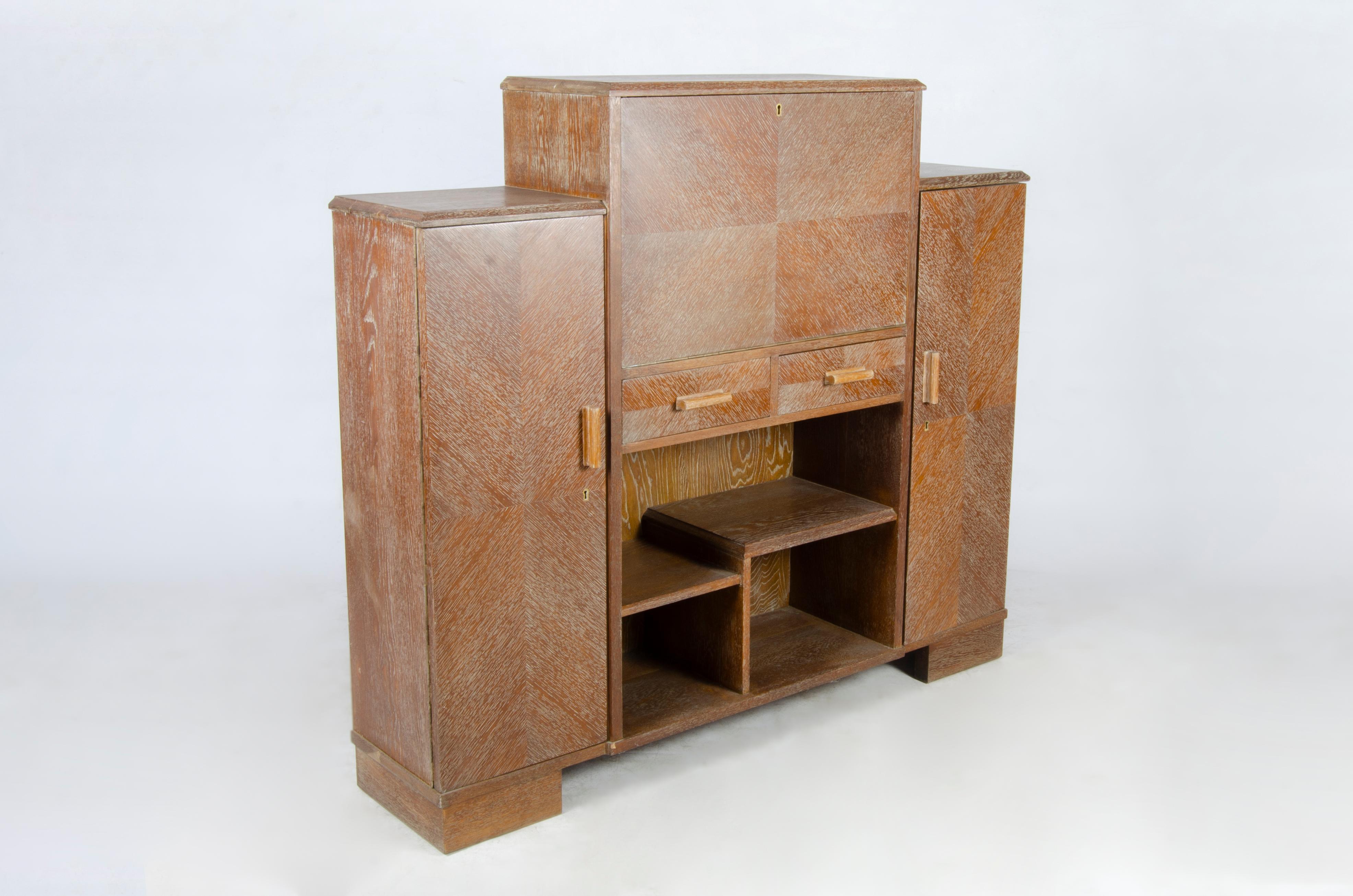 Secreter de madera chapada Art Déco de los años 30, estilo Jacques Adnet, Francia Art Decó en venta
